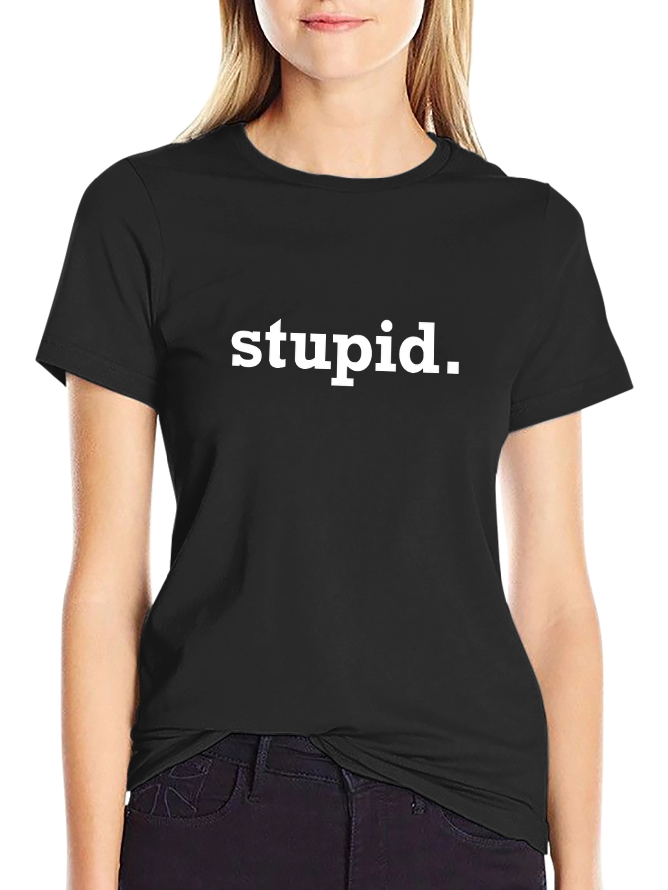 Stupid Graphic Tee - Black Cotton T-Shirt