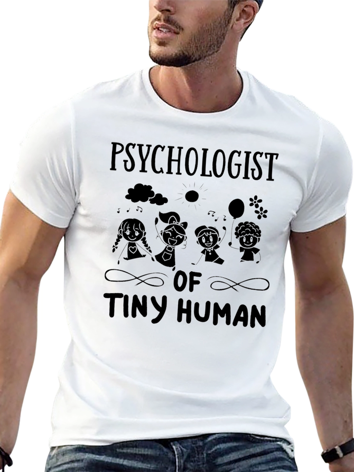 Psychologist of Tiny Humans Black T-Shirt