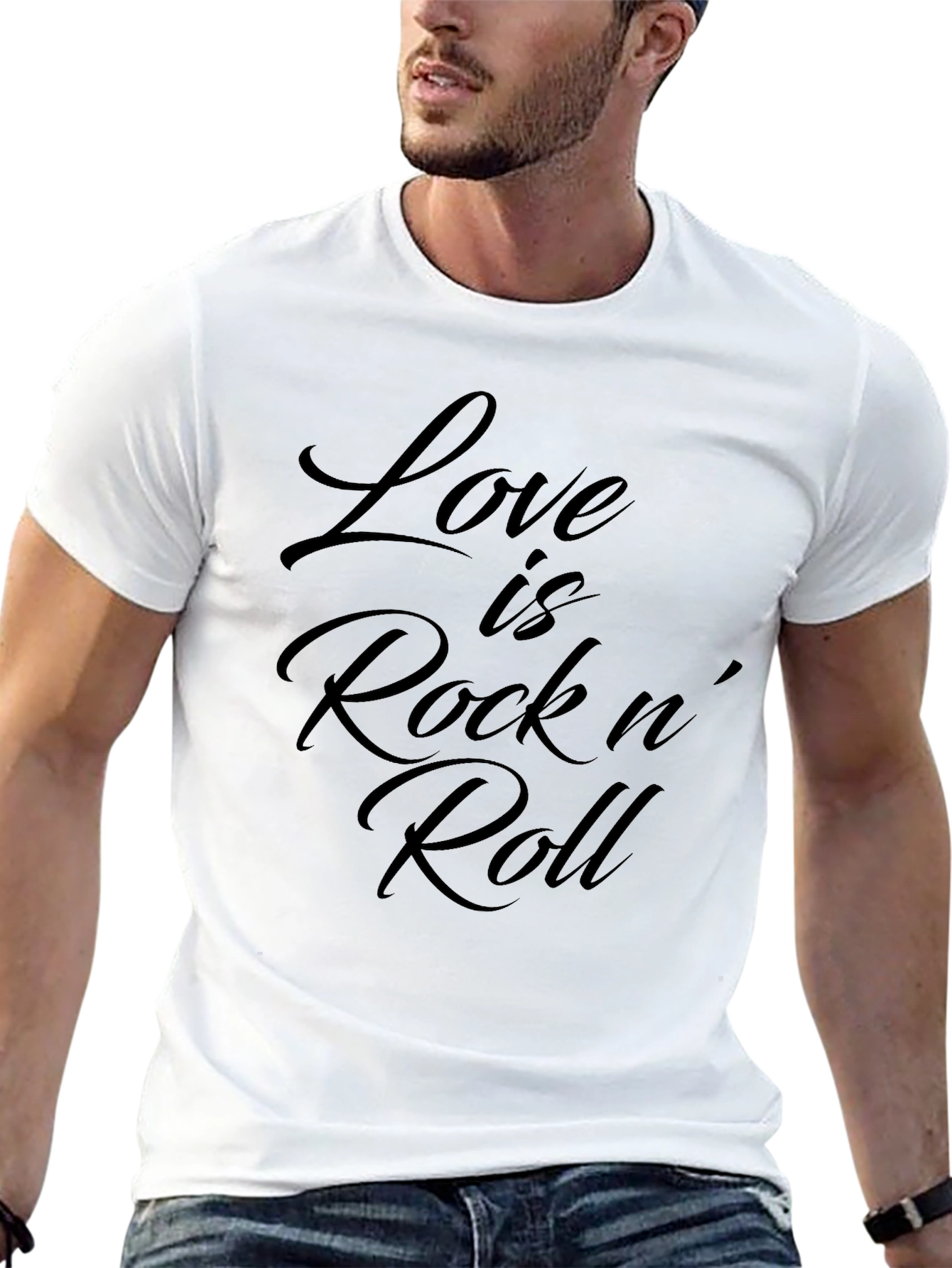 Love Is Rock n Roll Black Graphic Tee Shirt