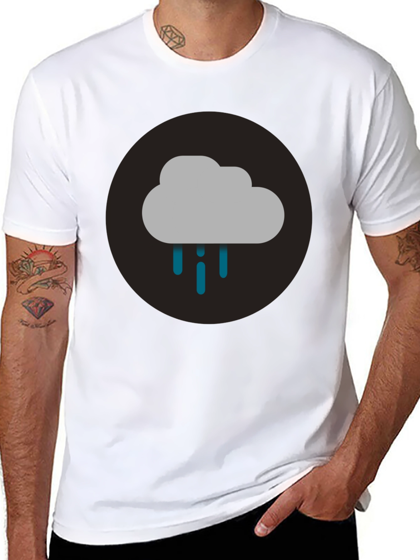 Cloudy Day Graphic Tee - Black Cotton T-Shirt