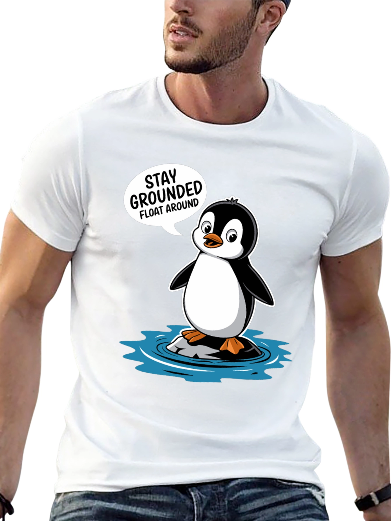 Stay Grounded Penguin Graphic T-Shirt