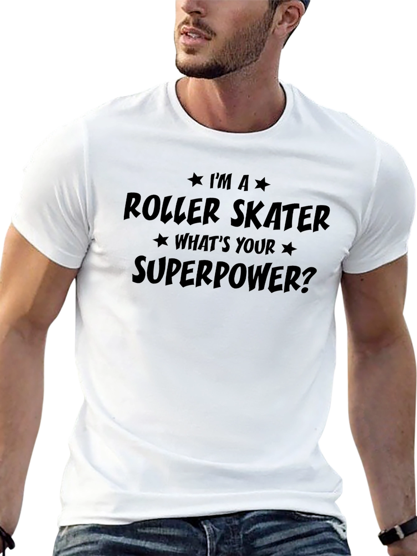 Roller Skater Superpower T-Shirt - Black Cotton Tee