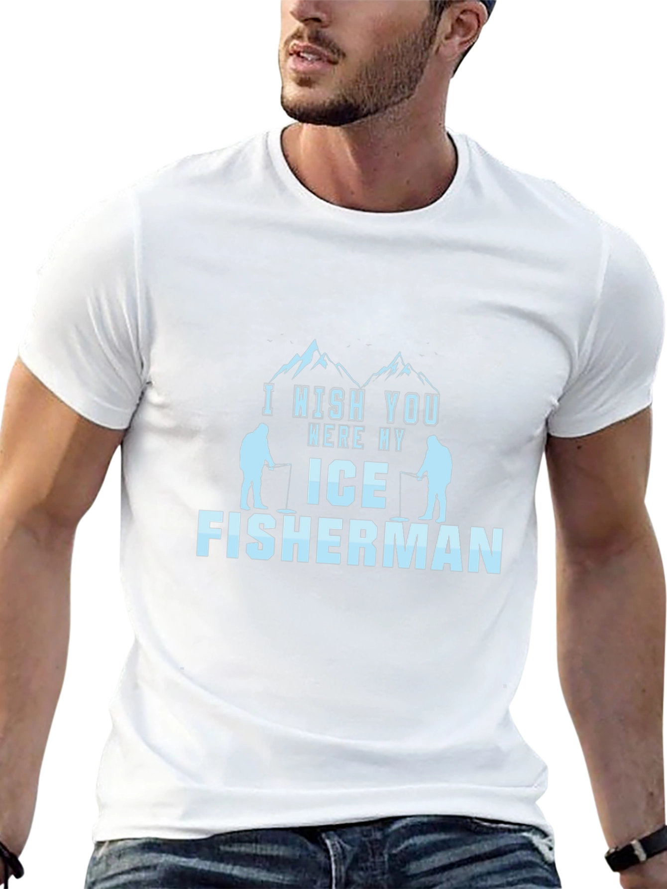 I Wish You Were My Ice Fisherman Black T-Shirt