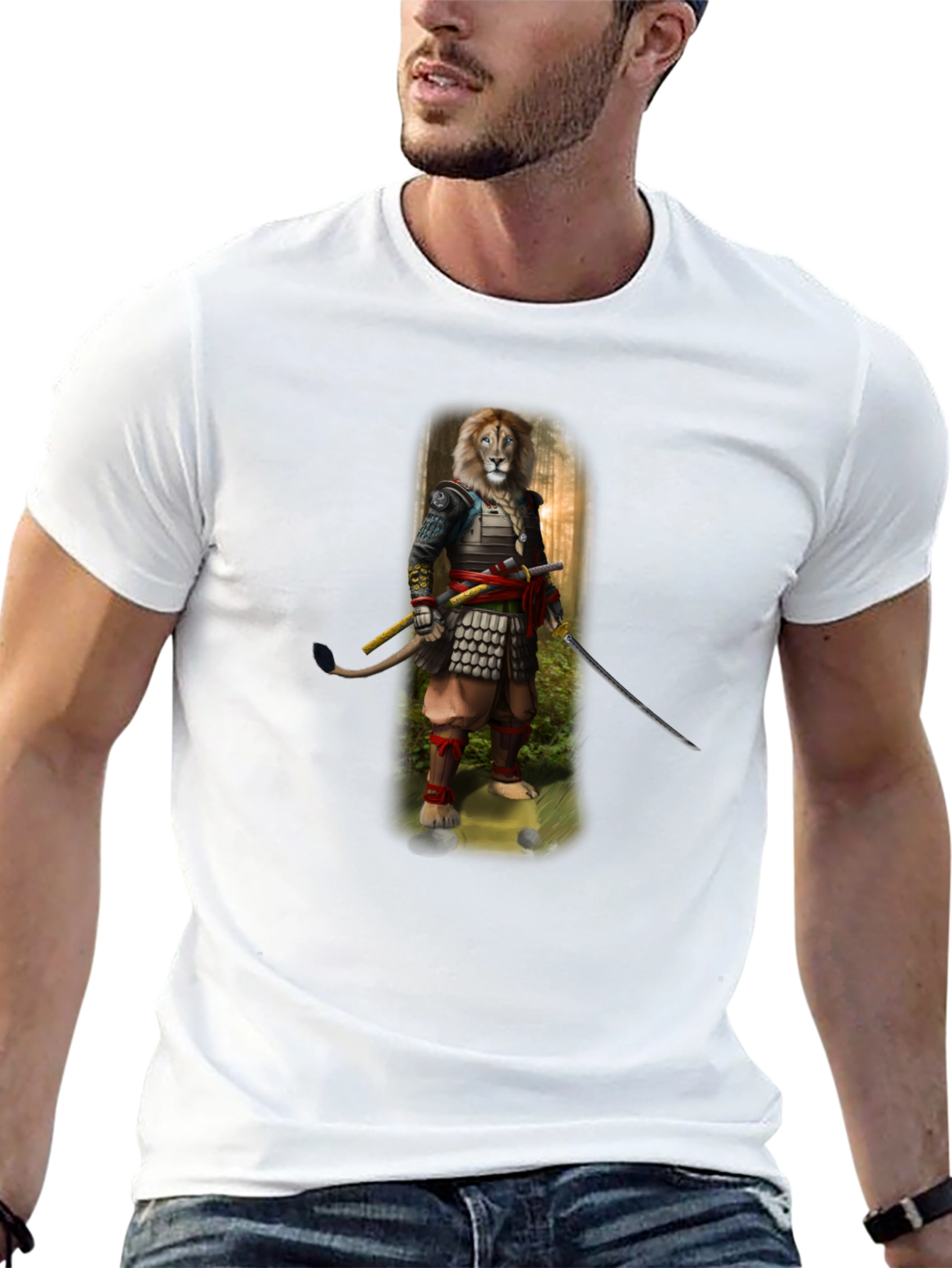 Lion Samurai Graphic T-Shirt - Unique Design