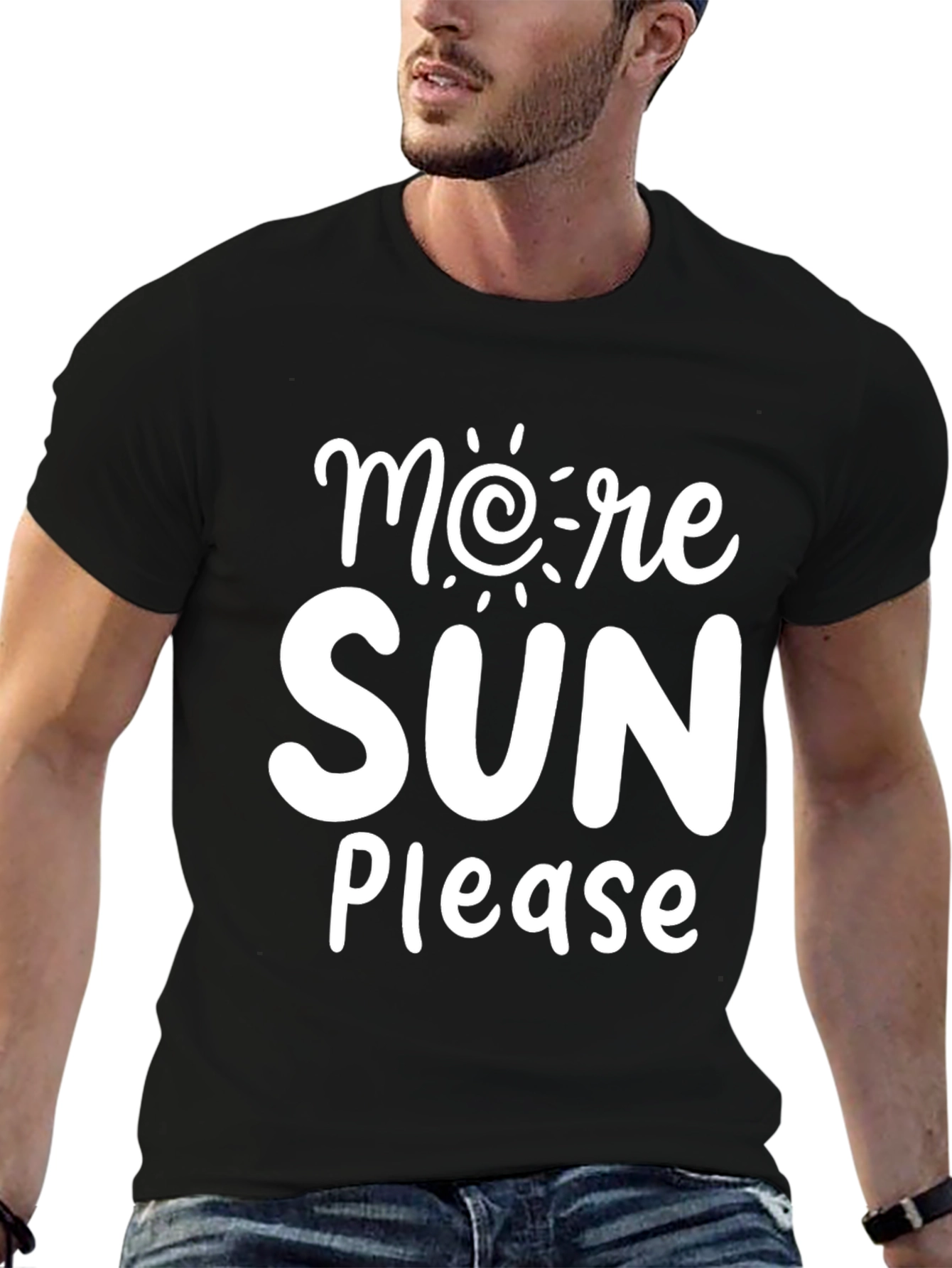 More Sun Please Black Graphic T-Shirt
