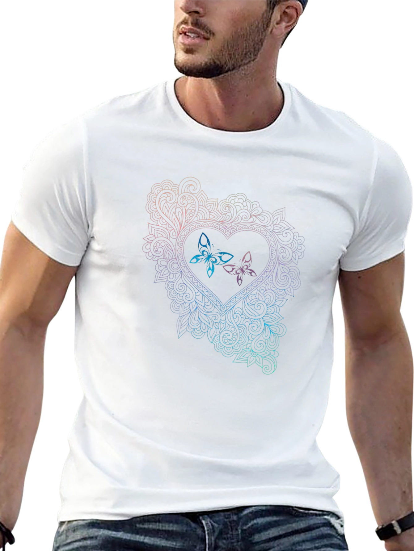 Butterfly Heart Graphic Tee - Black