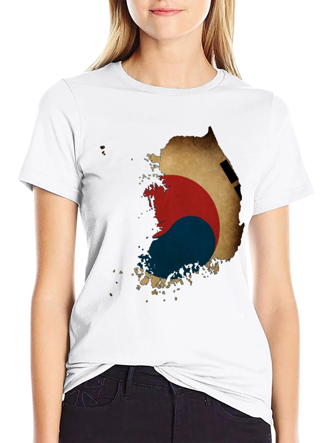 South Korea Flag Map Graphic Tee