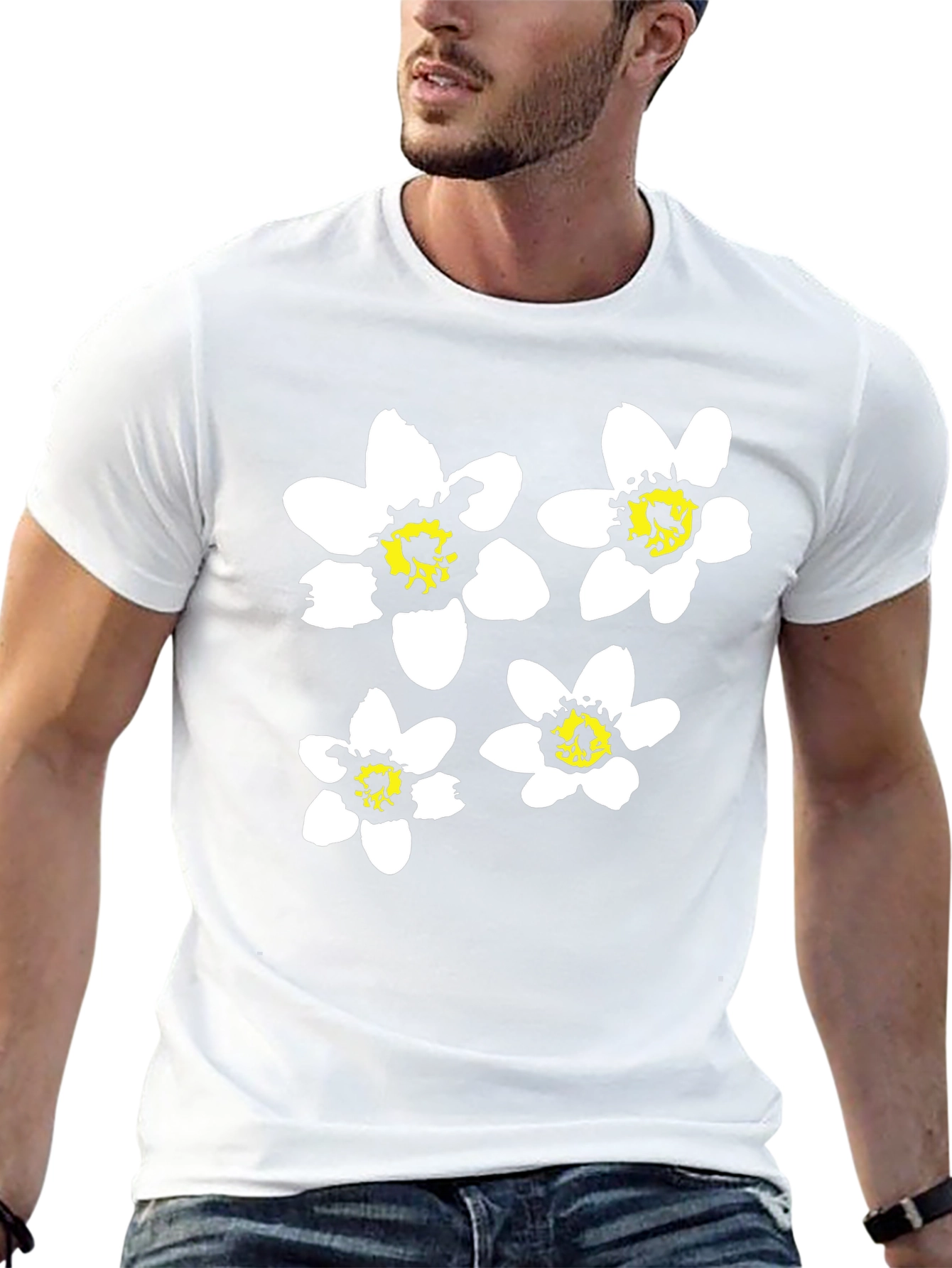Black Floral Graphic Tee for Men