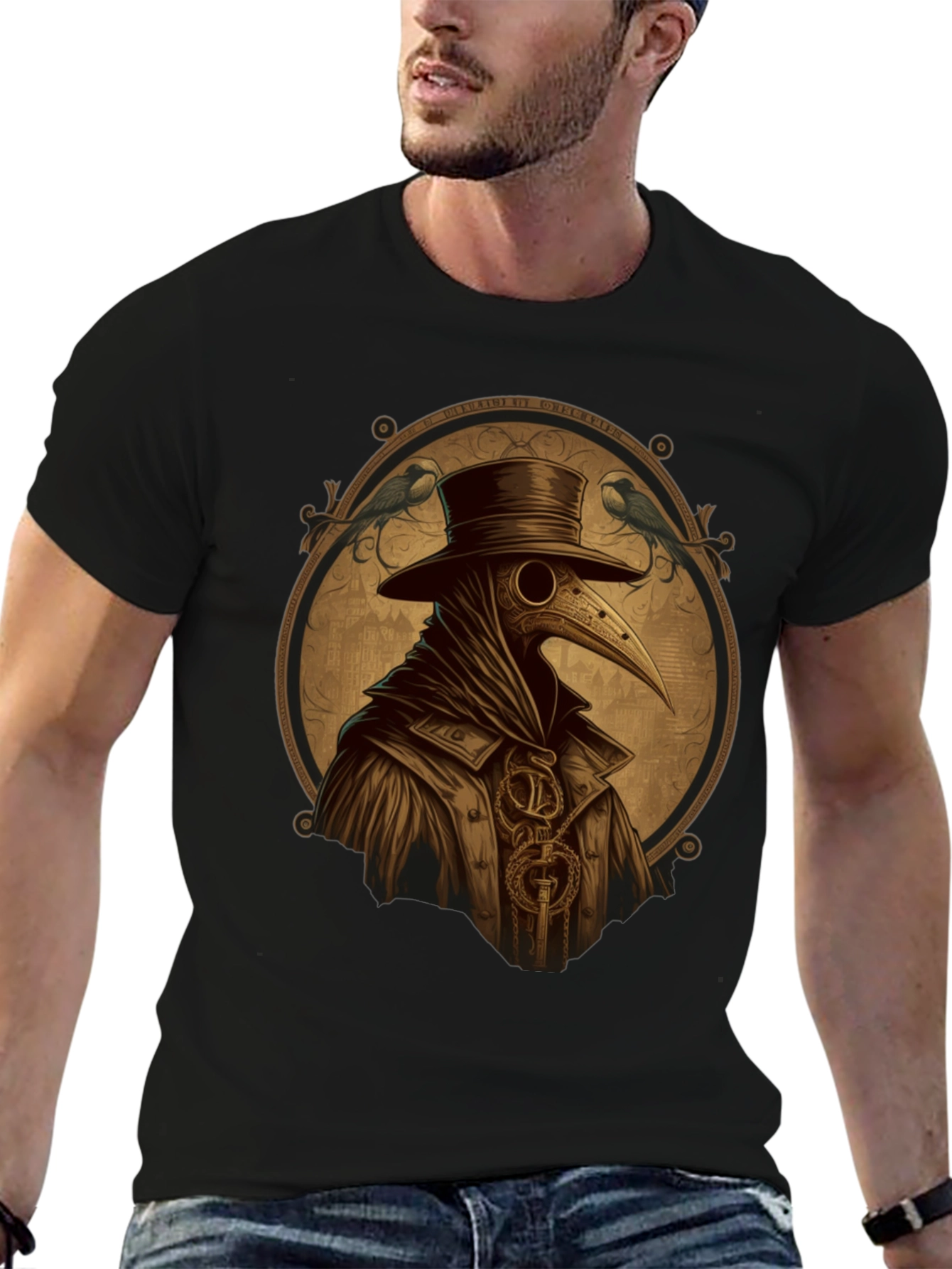 Plague Doctor T-Shirt - Steampunk Bird Mask