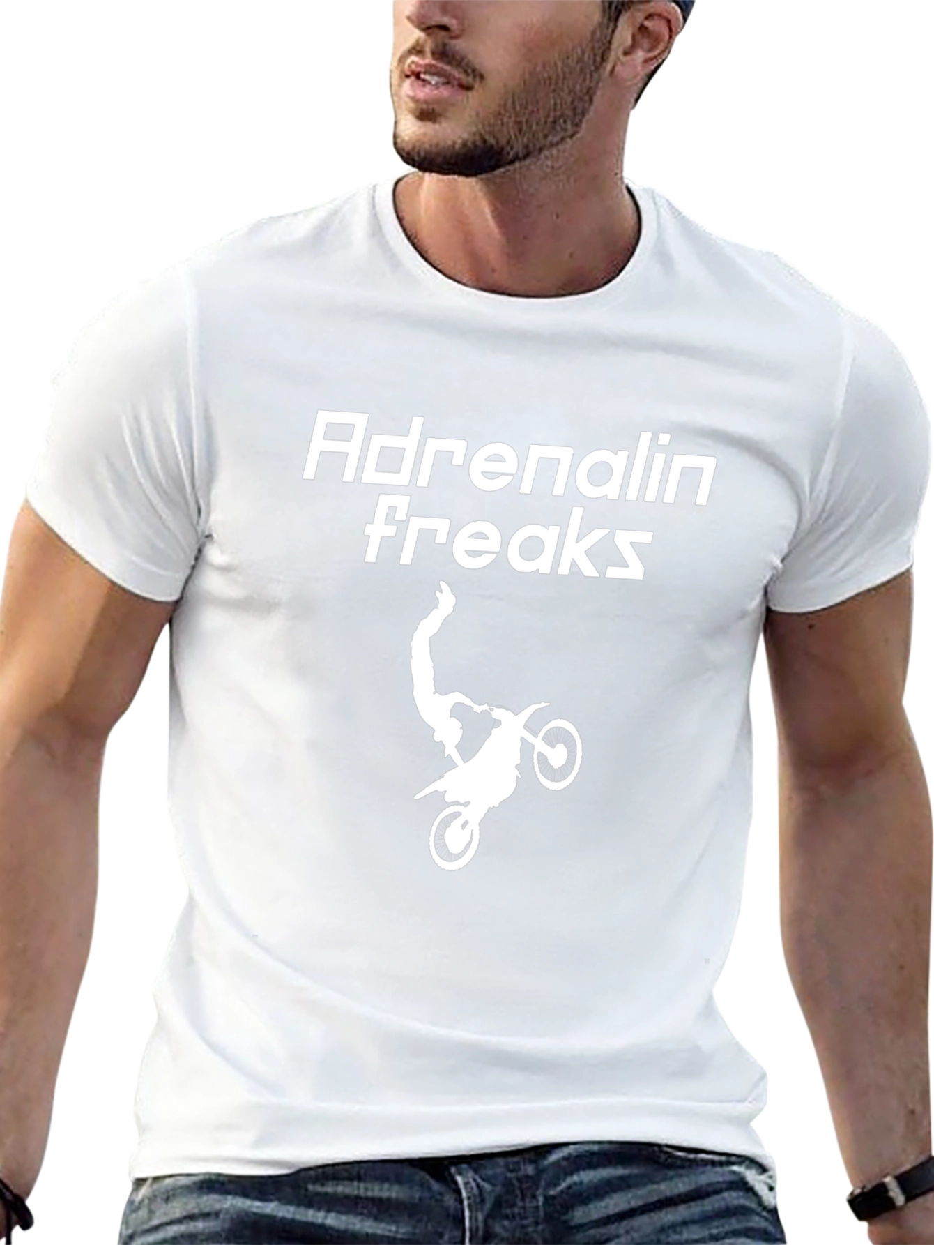 Adrenalin Freaks T-Shirt - Motocross Stunt Design
