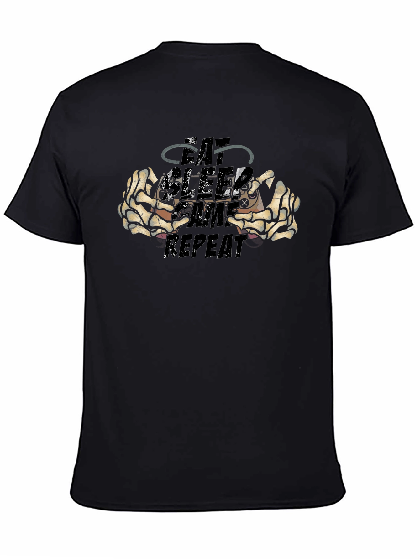 Eat Sleep Game Repeat Black Graphic Tee