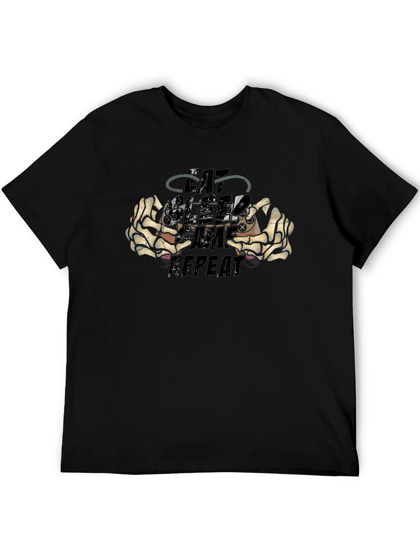 Eat Sleep Game Repeat Black Graphic Tee