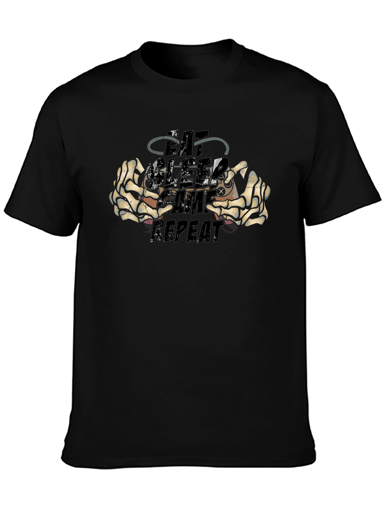 Eat Sleep Game Repeat Black Graphic Tee