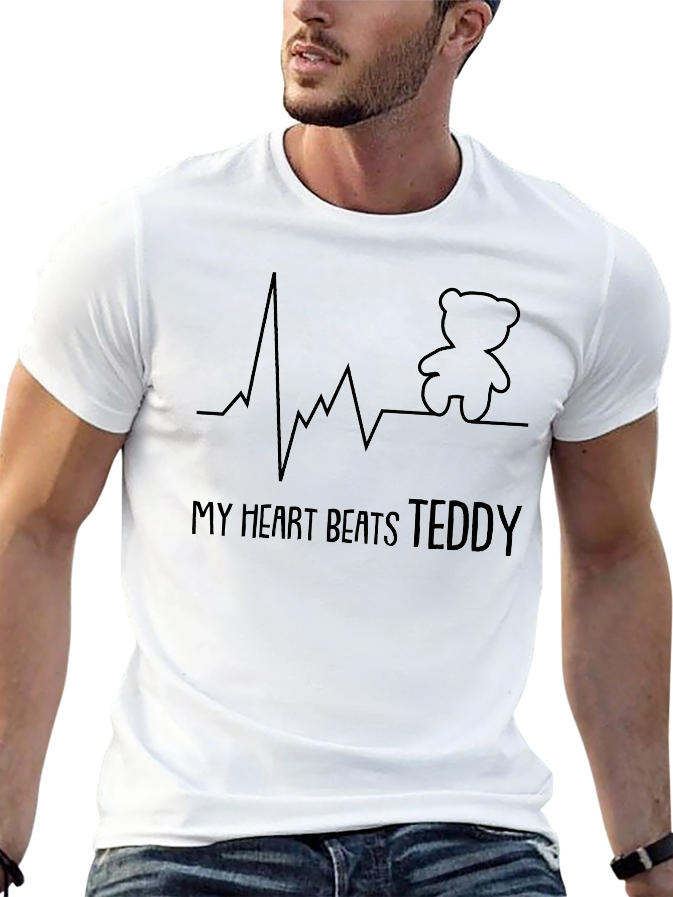 My Heart Beats Teddy T-Shirt - Unique Graphic Tee