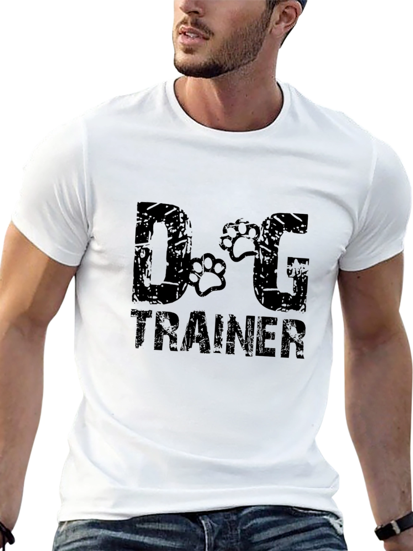 Dog Trainer Graphic Tee - Black Cotton T-Shirt