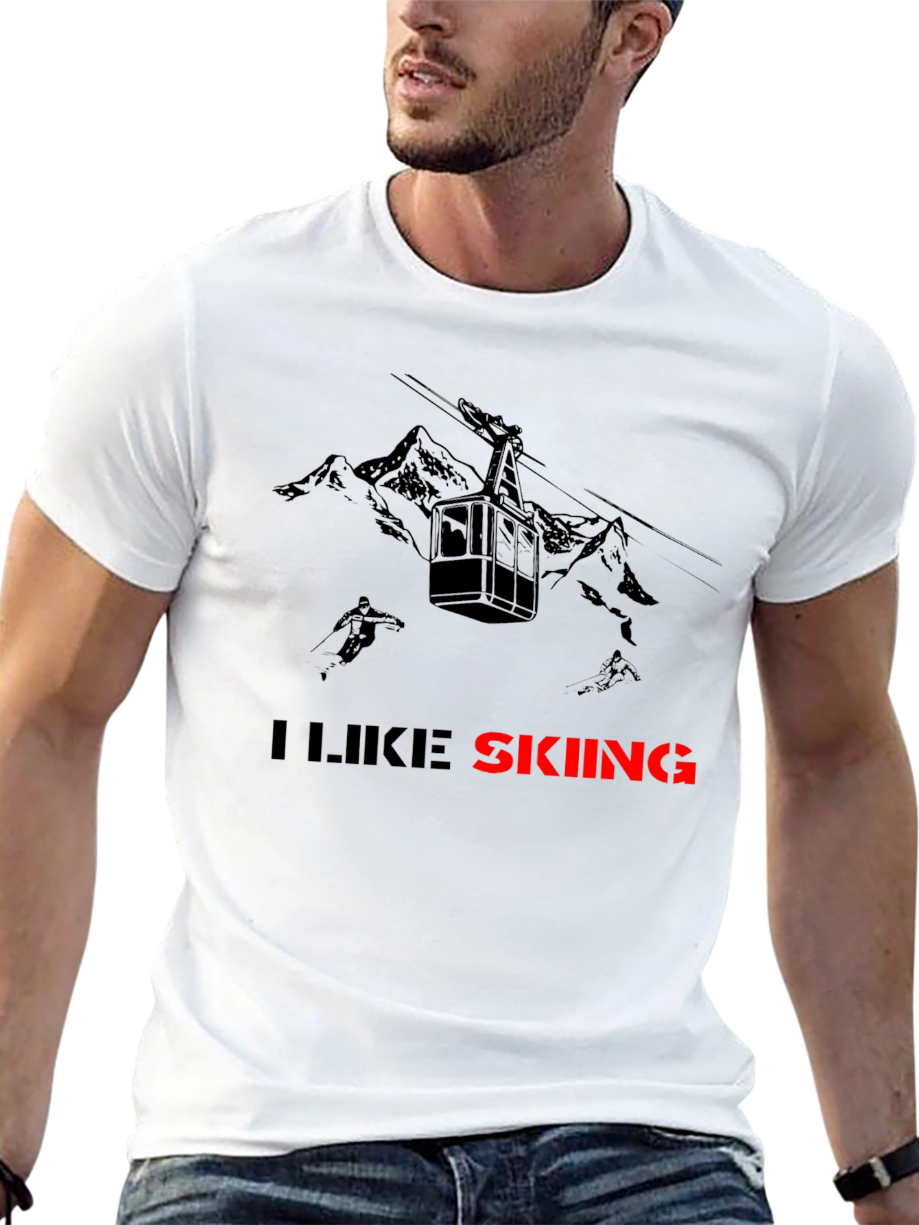 I Like Skiing Black T-Shirt