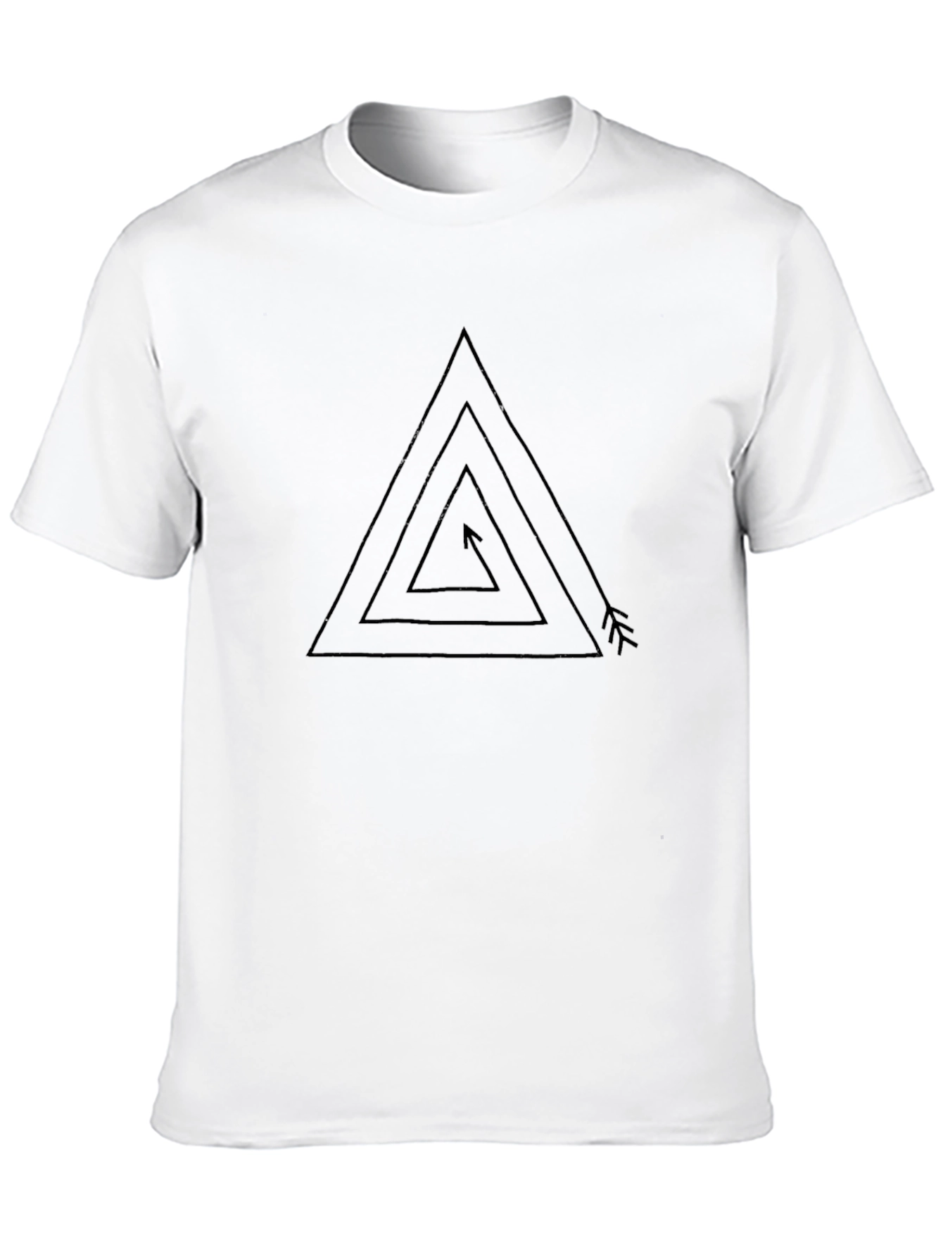 Geometric Arrow Triangle Graphic Tee - Black Casual Shirt