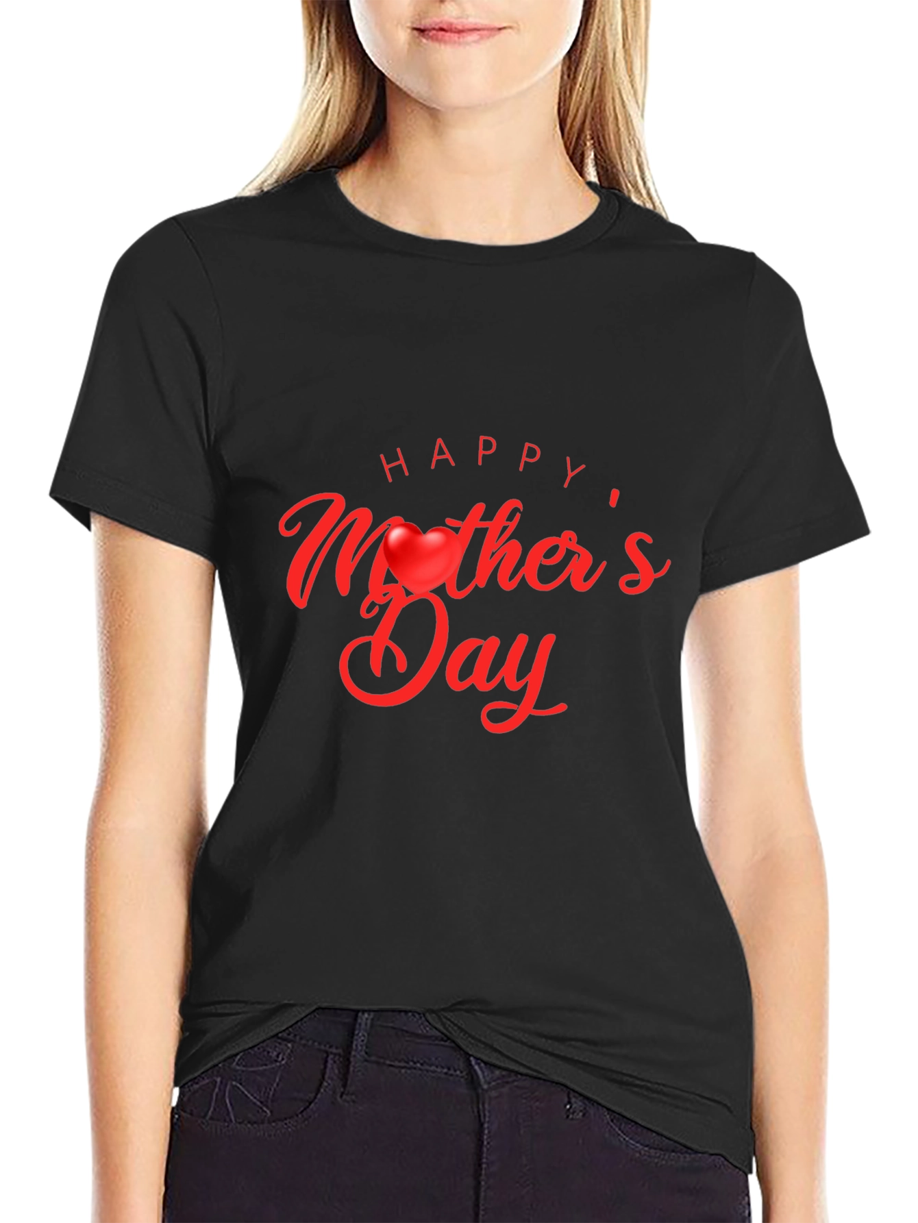 Happy Mothers Day T-Shirt - Black Cotton Blend