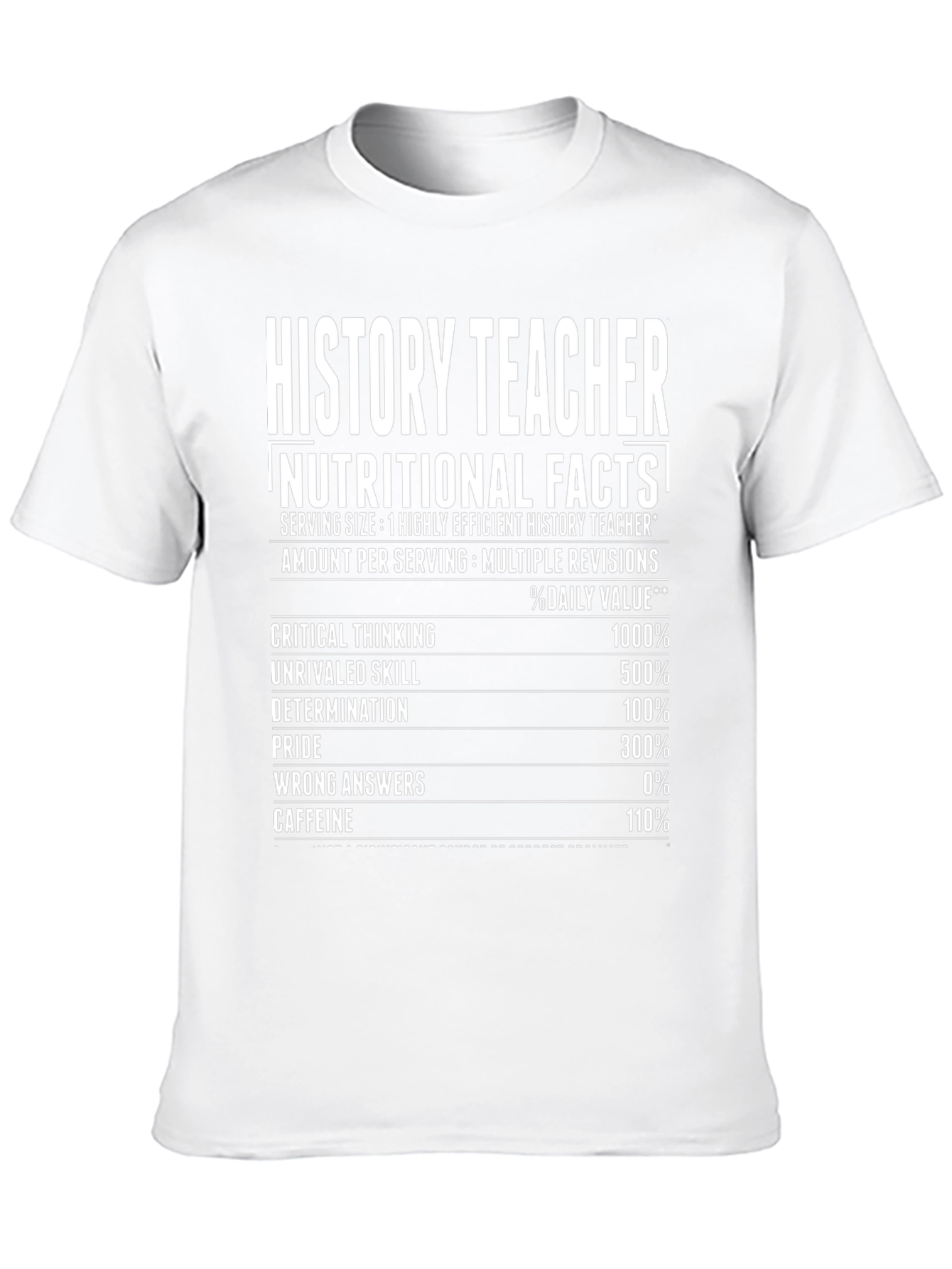 History Teacher Nutritional Facts Funny T-Shirt