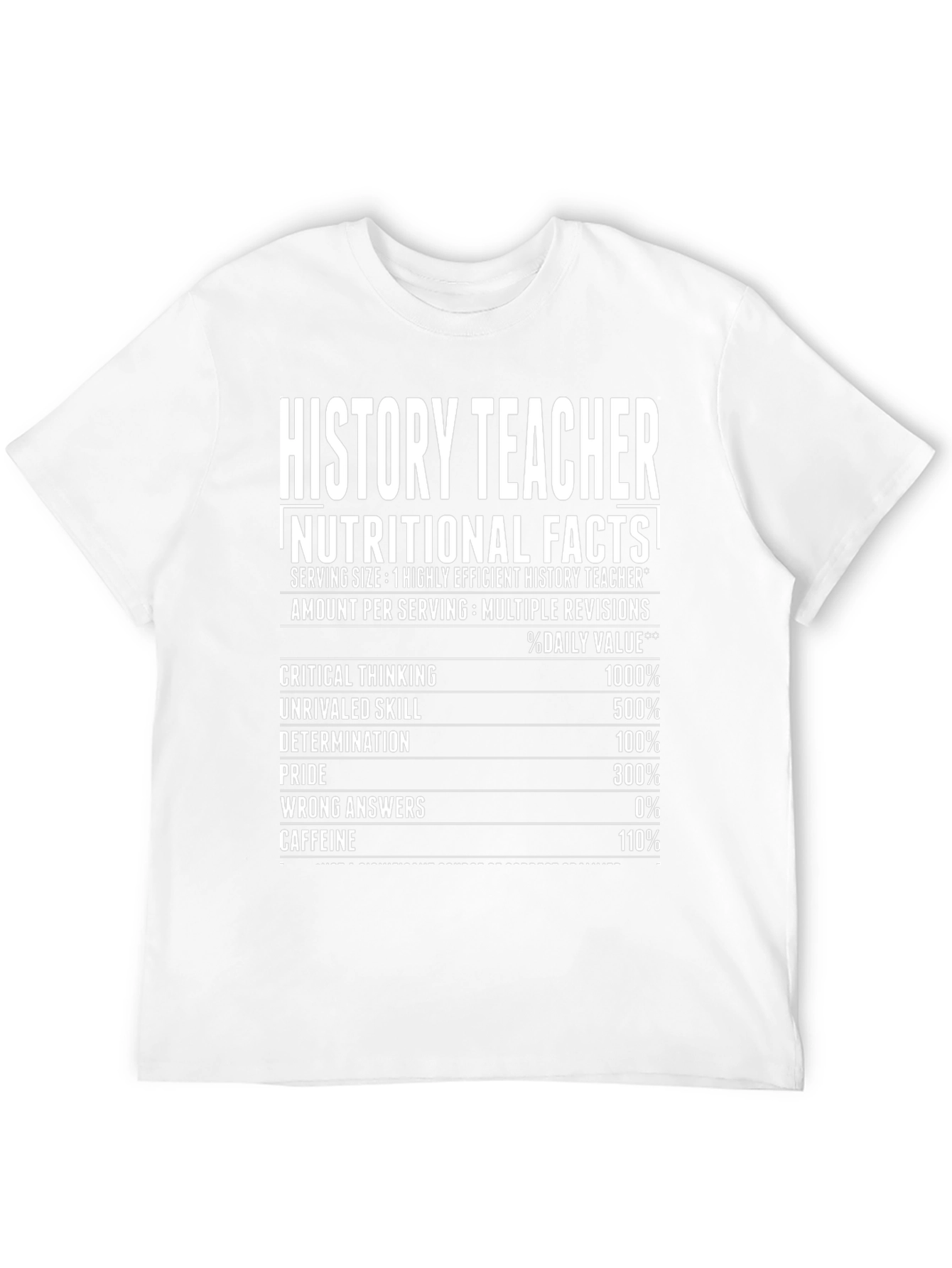 History Teacher Nutritional Facts Funny T-Shirt