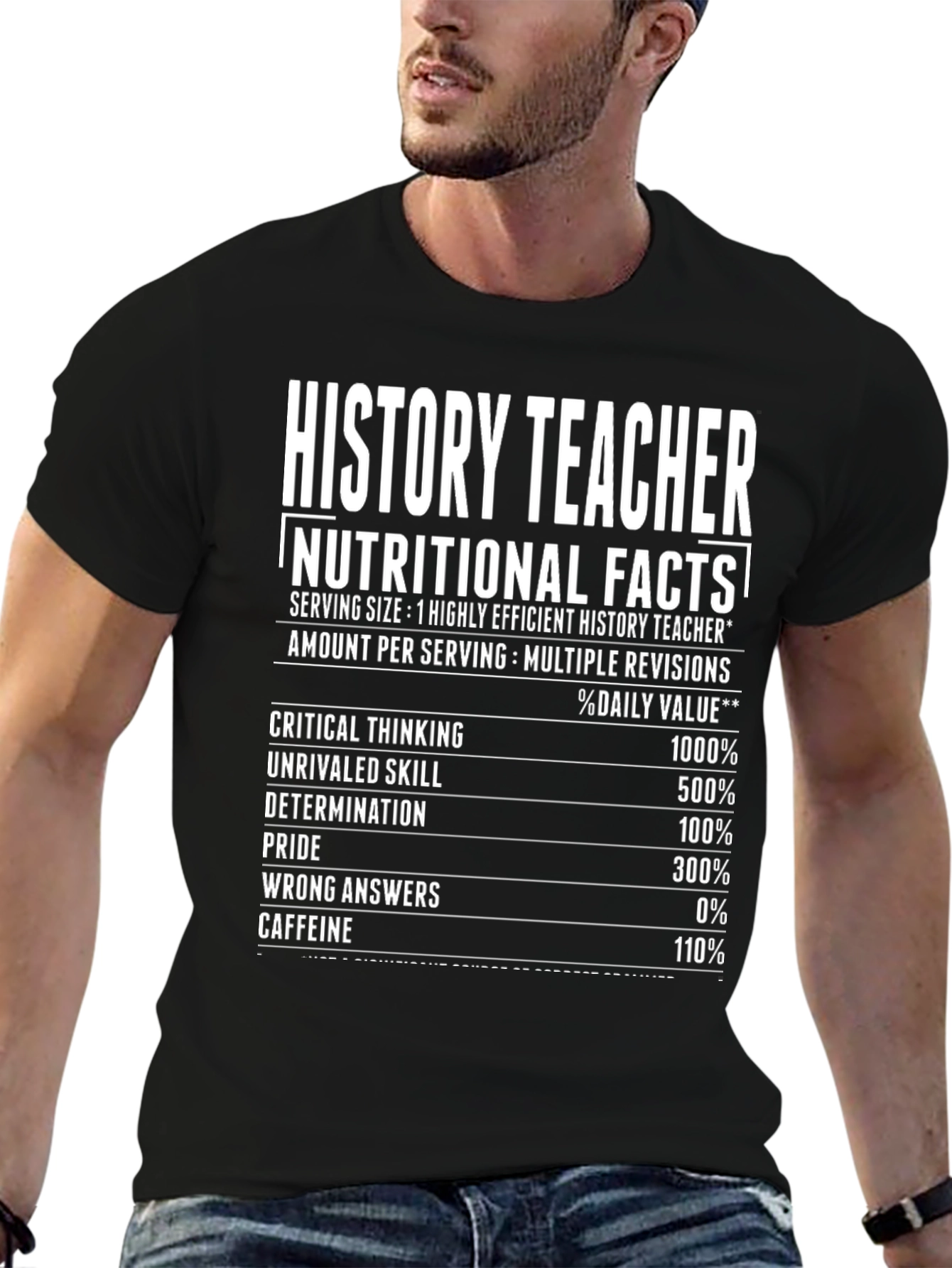 History Teacher Nutritional Facts Funny T-Shirt