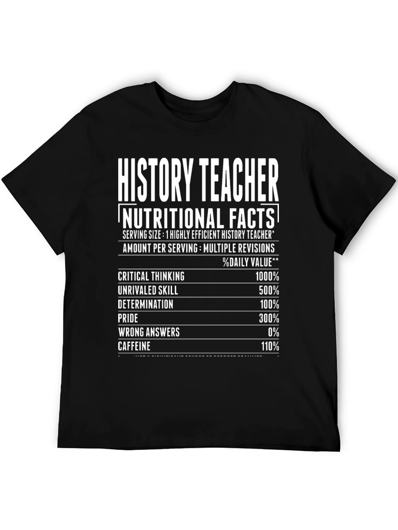 History Teacher Nutritional Facts Funny T-Shirt