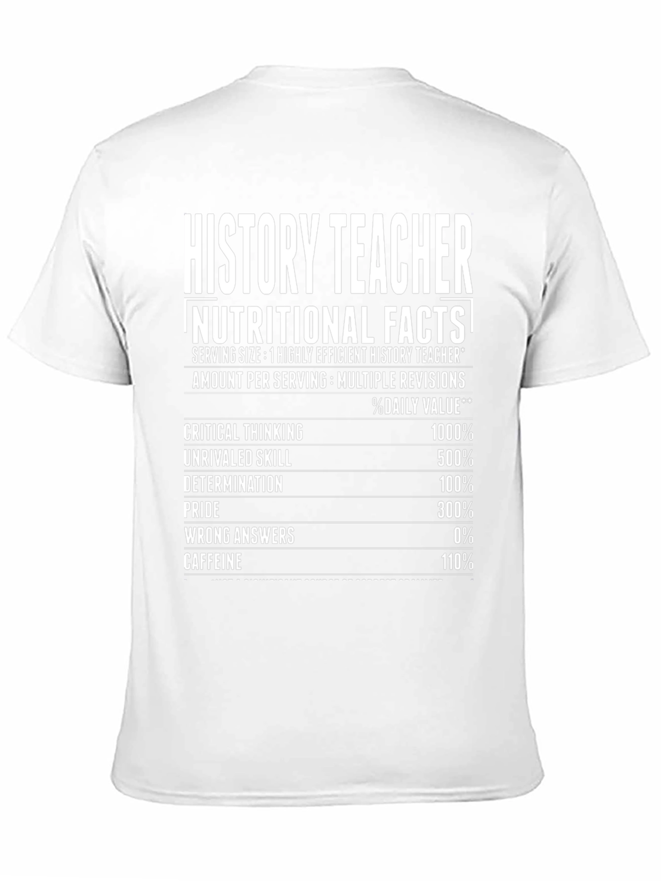 History Teacher Nutritional Facts Funny T-Shirt