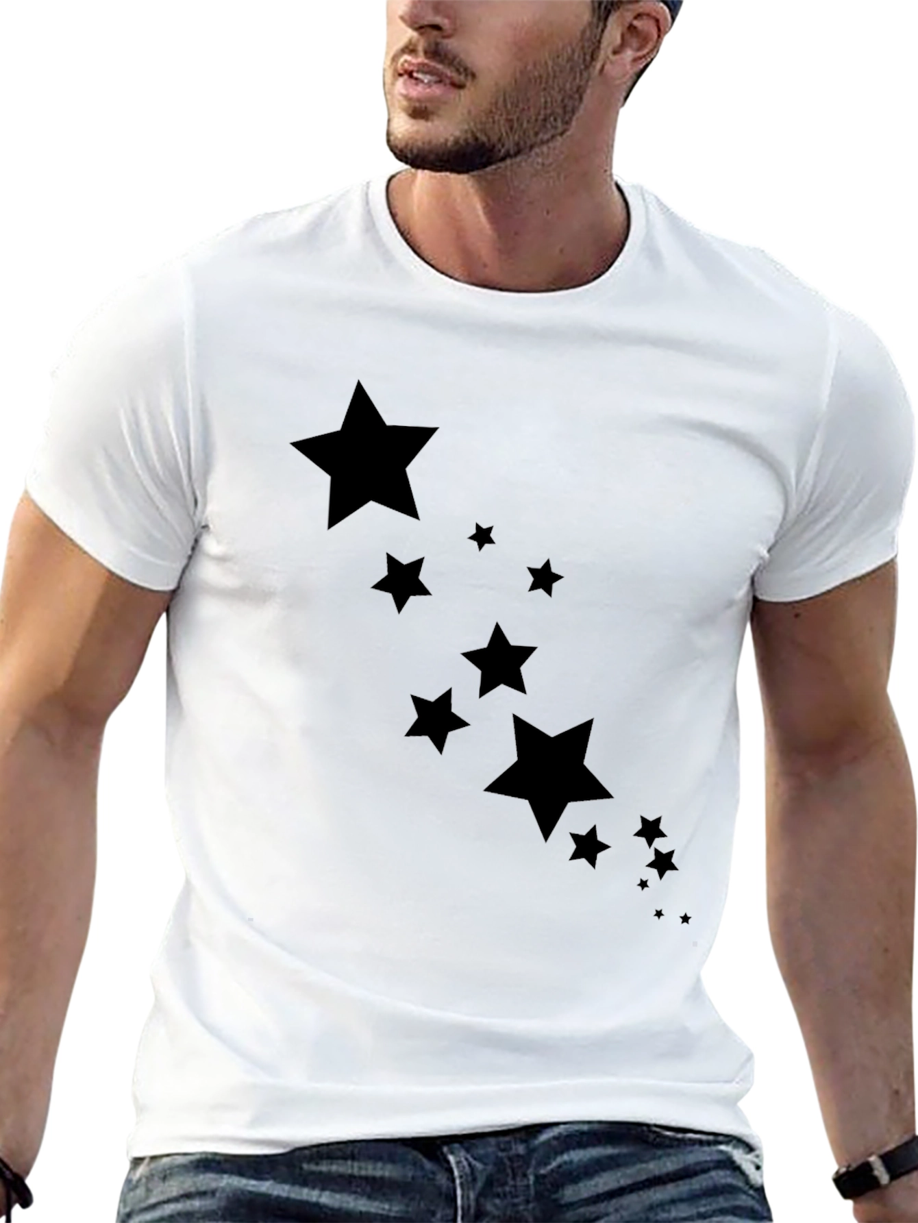 Stylish Black Star Graphic Tee
