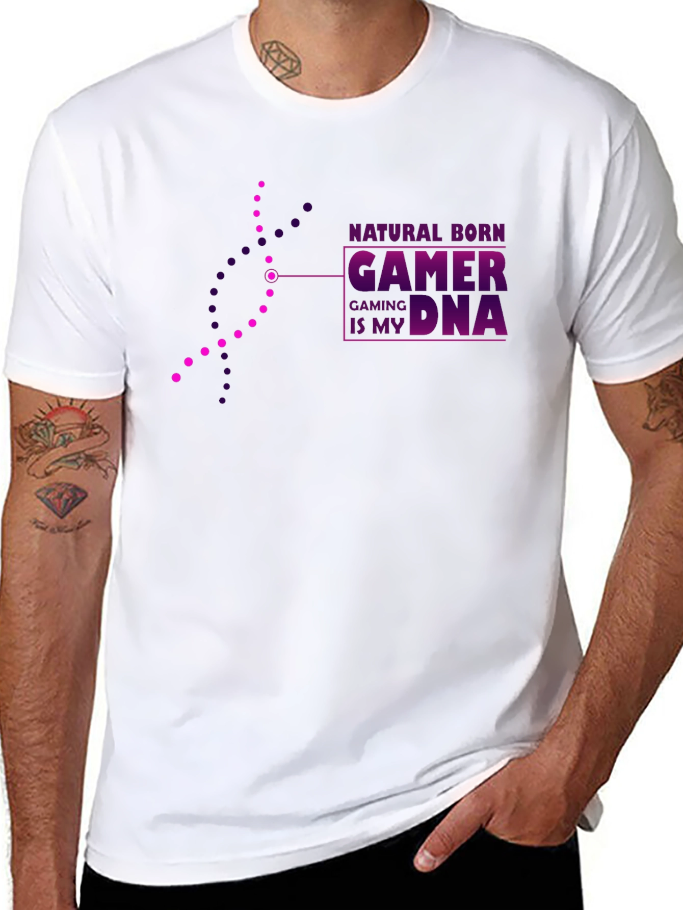 Natural Born Gamer DNA Black Graphic Tee