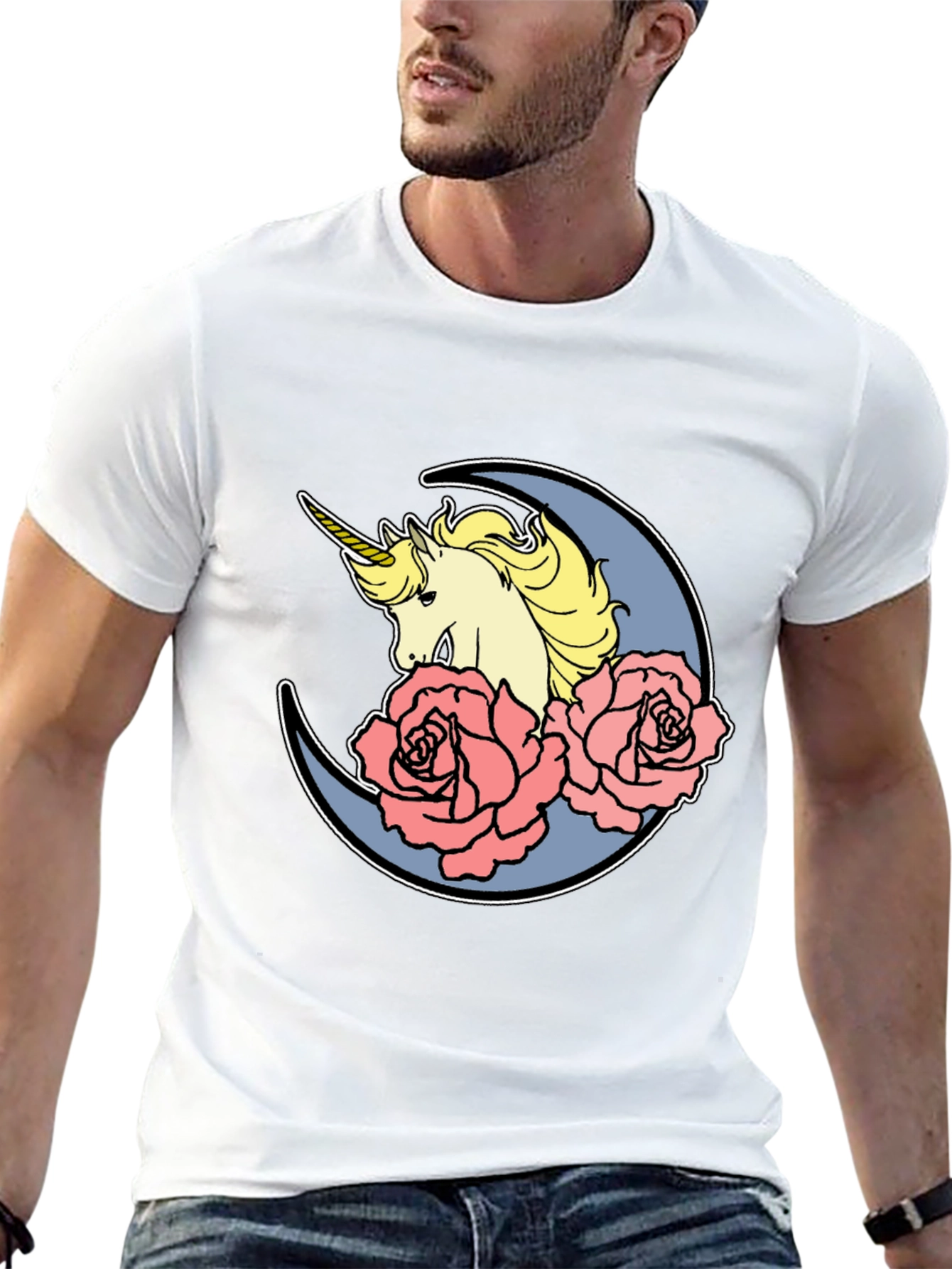 Unicorn Moon Rose Graphic T-Shirt
