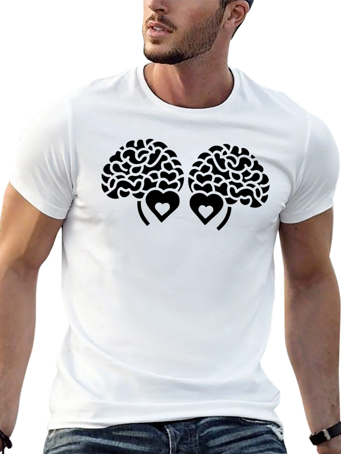 Brain & Heart Tee - Black Graphic T-Shirt