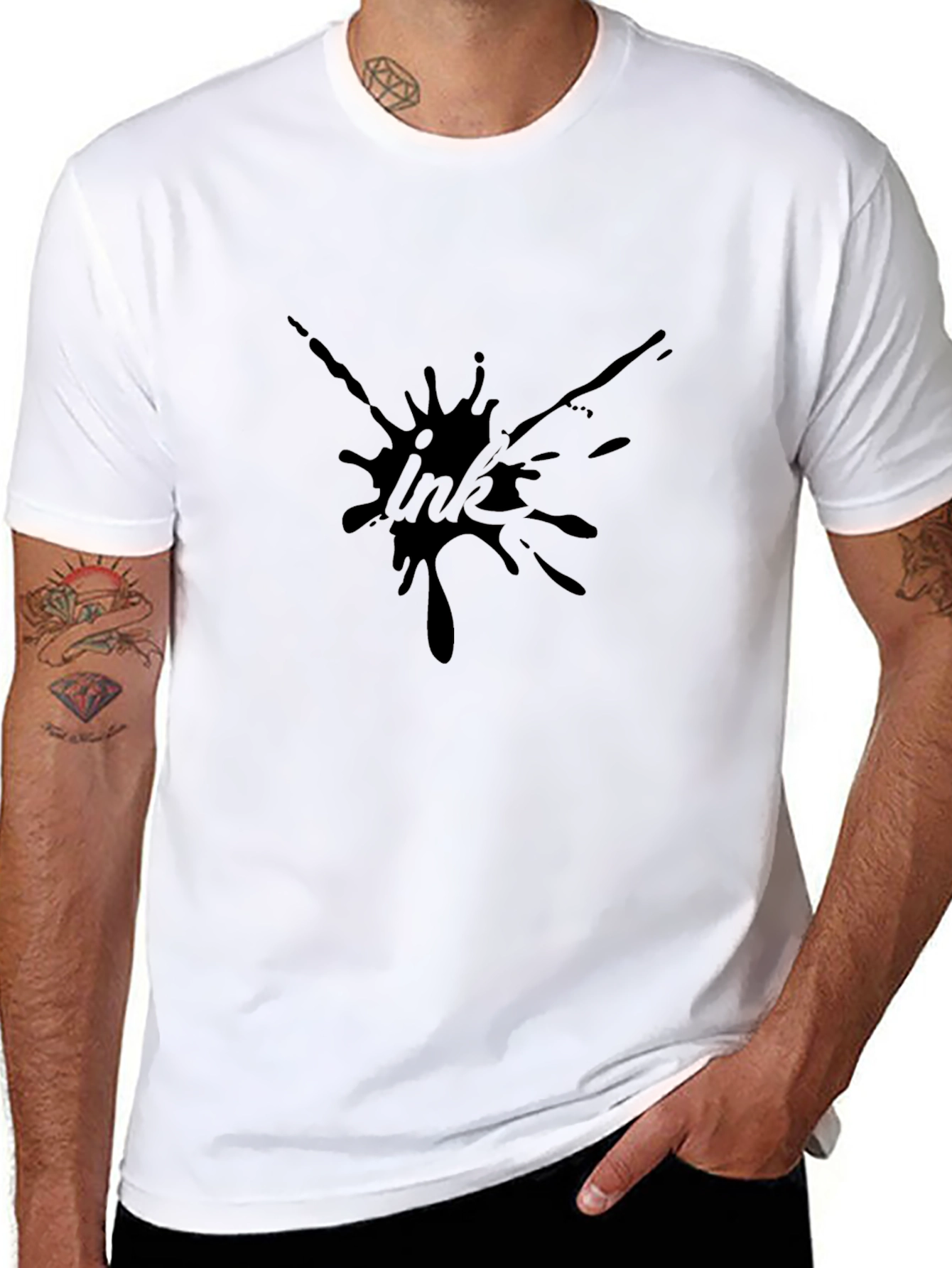 Ink Splatter Graphic Tee - Bold Black T-Shirt