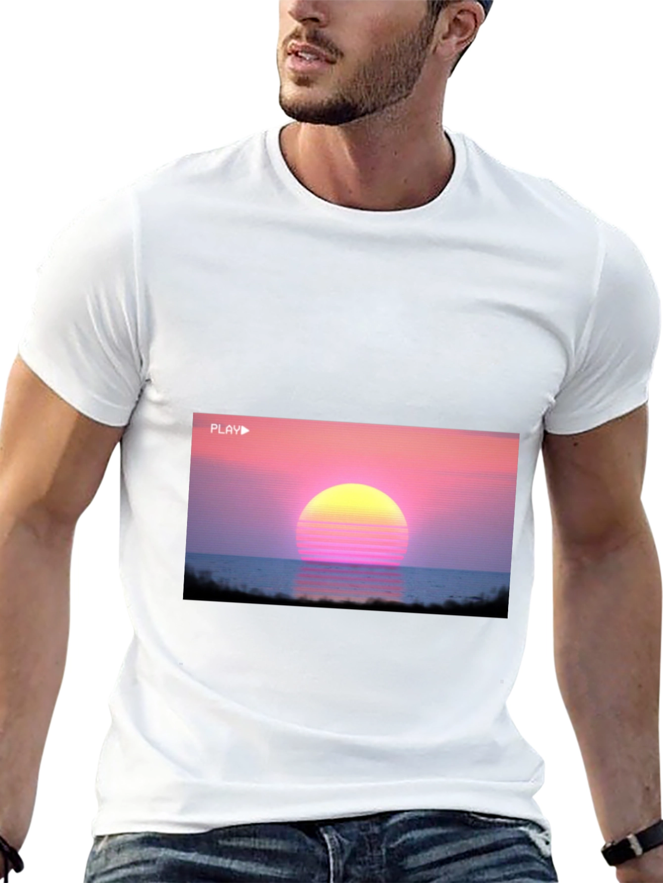 Vaporwave Sunset Graphic Tee - Retro 80s Style