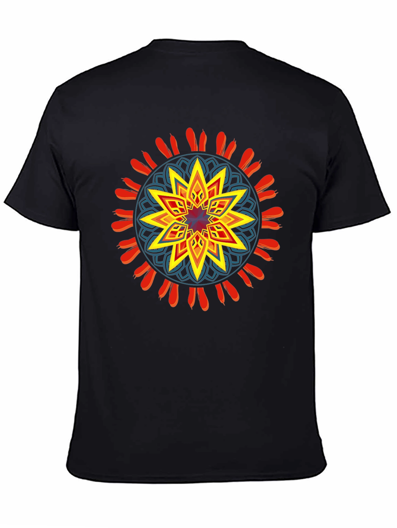 Geometric Mandala Graphic Black Tee