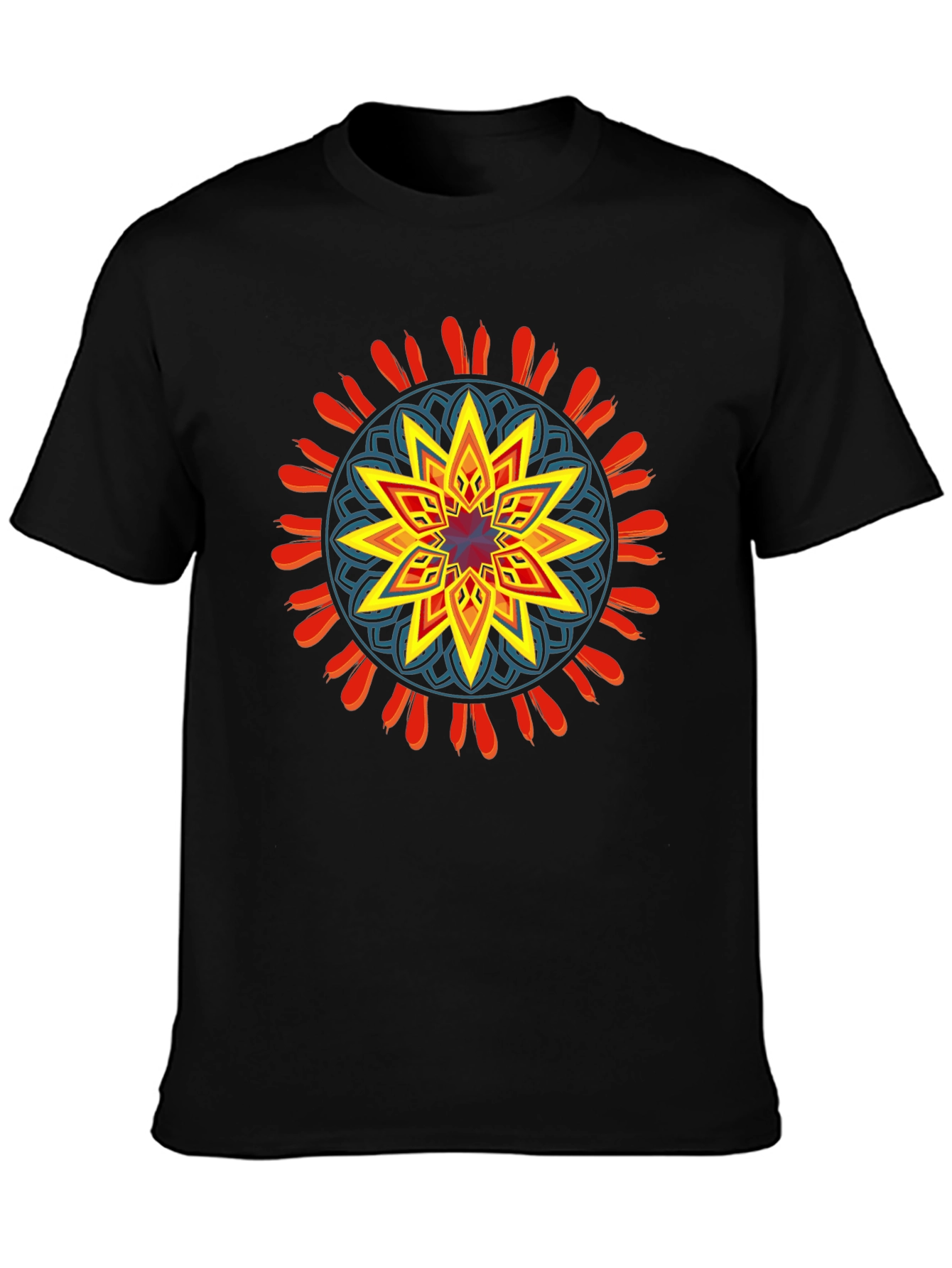 Geometric Mandala Graphic Black Tee