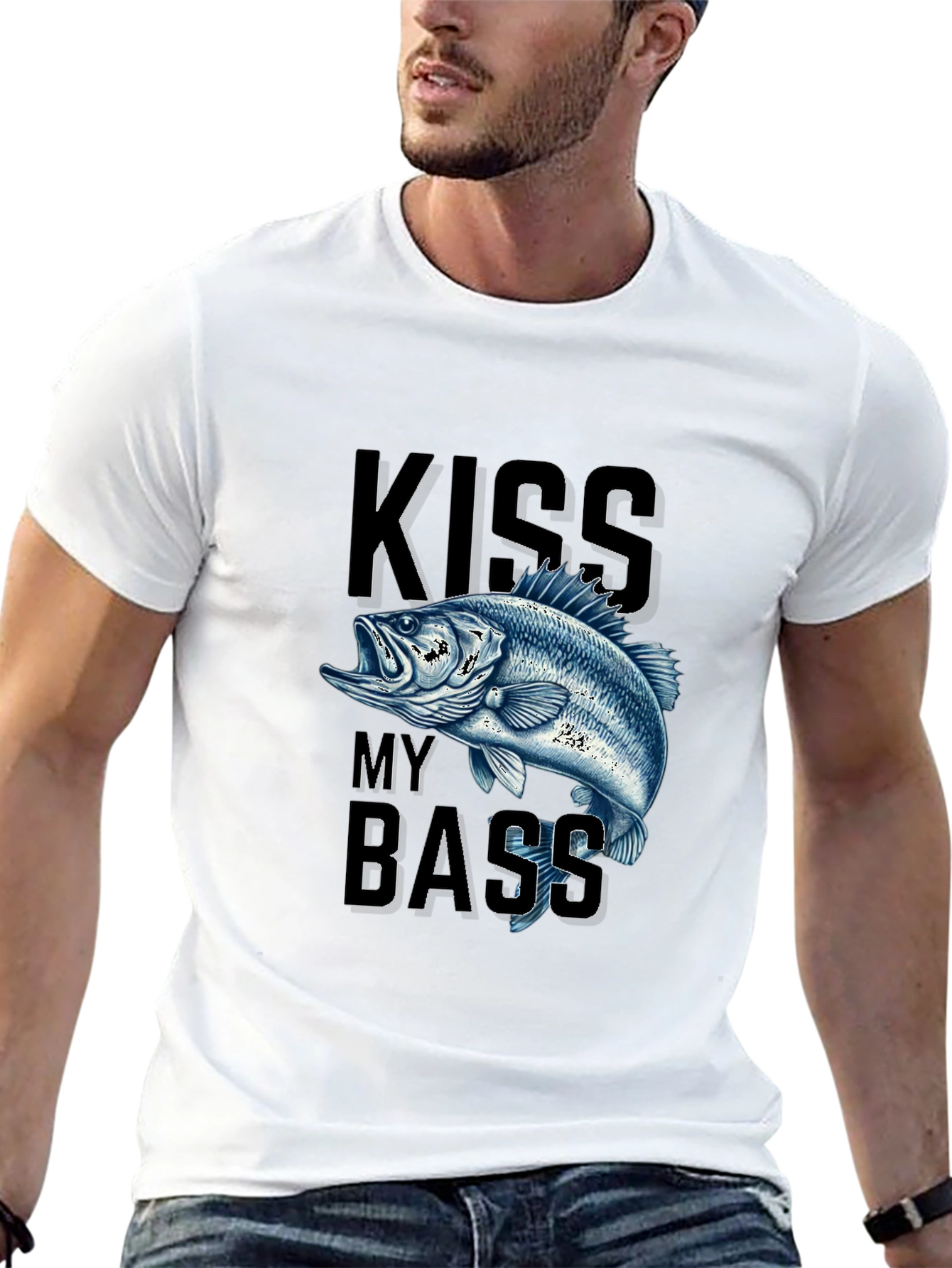 Kiss My Bass Fishing T-Shirt - Black