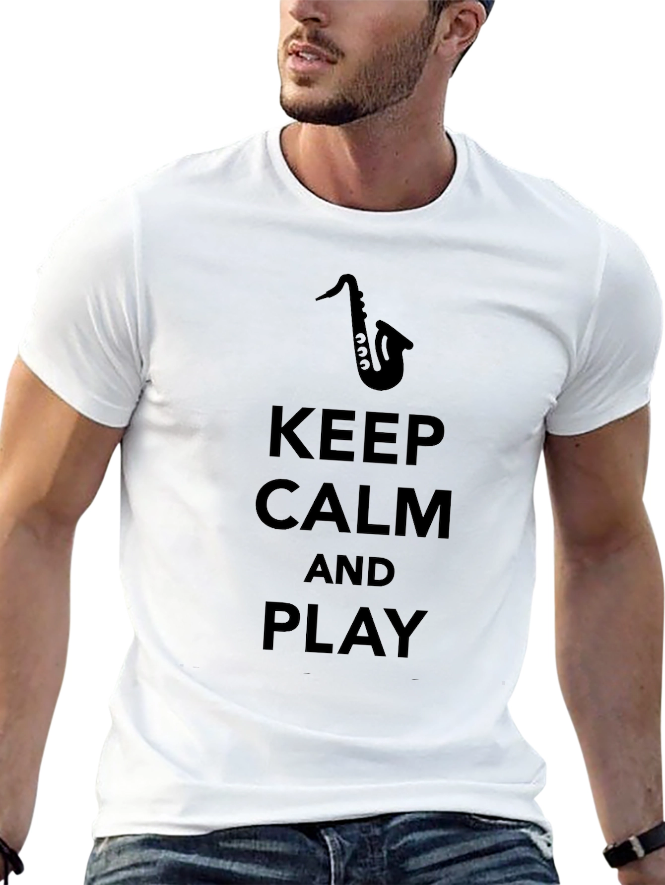 Keep Calm and Play Saxophone Black T-Shirt
