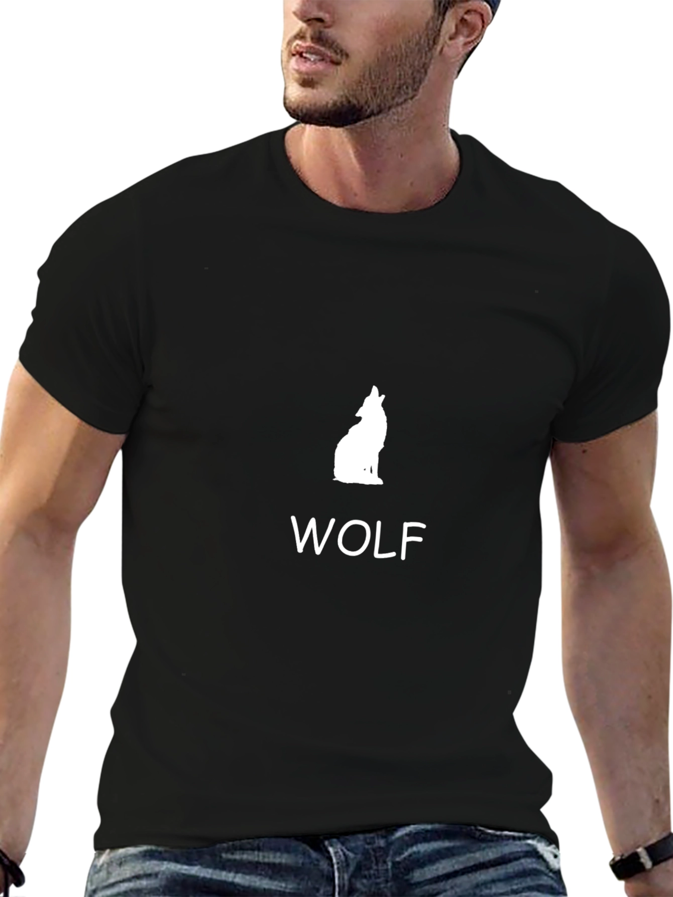 Wolf Graphic Tee - Black Cotton Blend T-Shirt