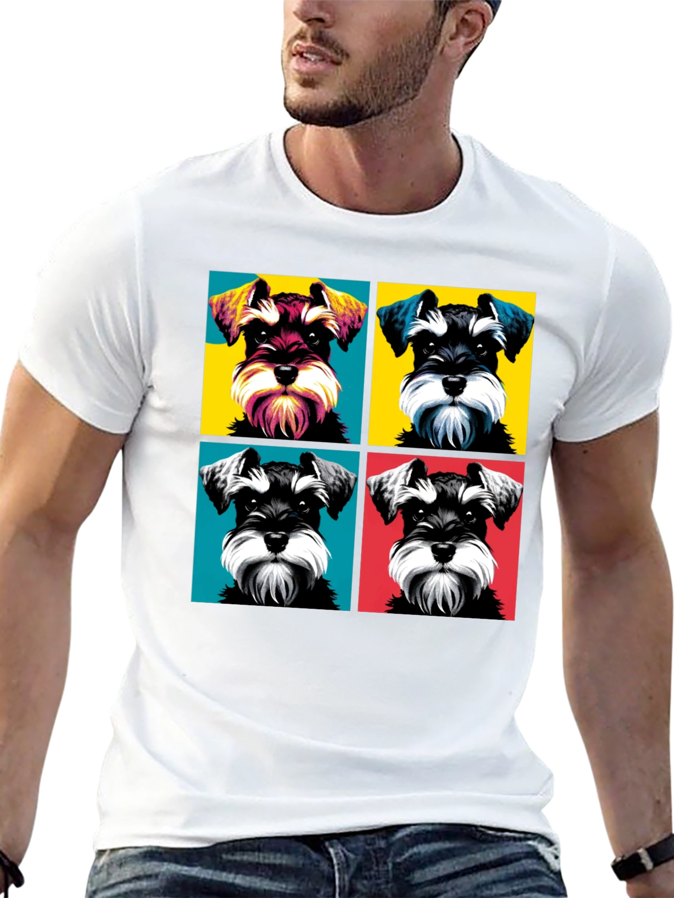 Schnauzer Pop Art Graphic T-Shirt
