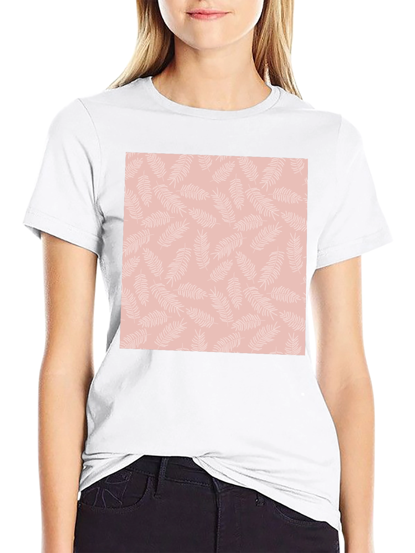 Black T-Shirt with Floral Pattern