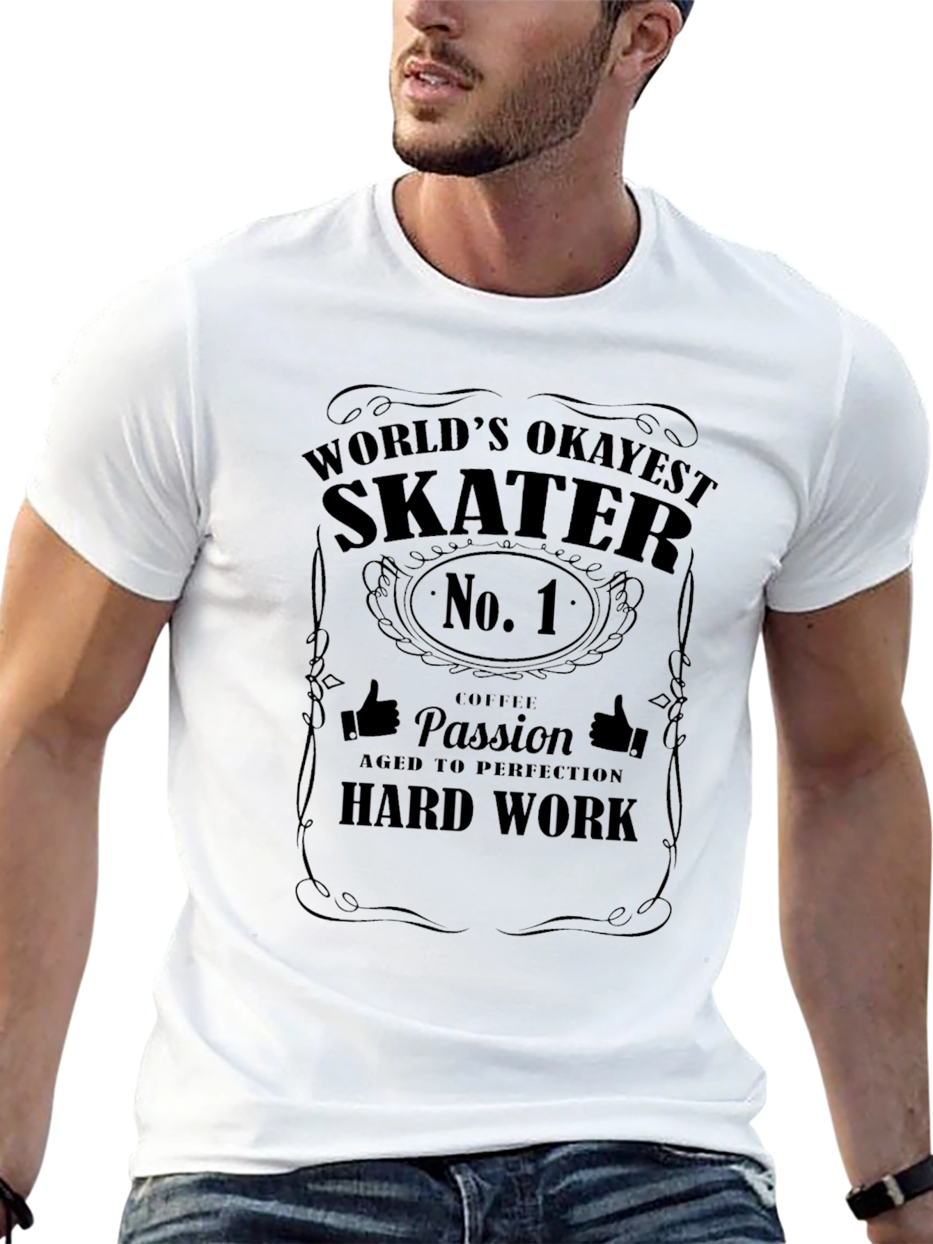 Worlds Okayest Skater Black Graphic T-Shirt