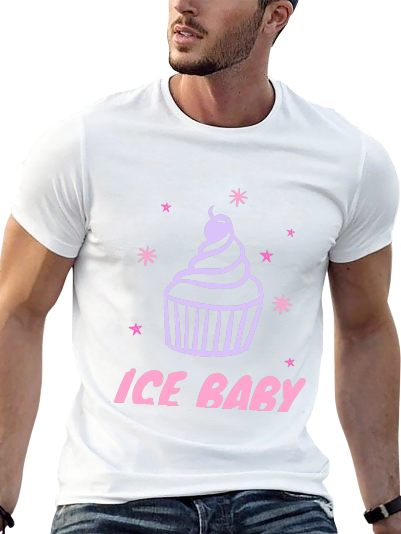 Ice Baby Cupcake Graphic Black T-Shirt