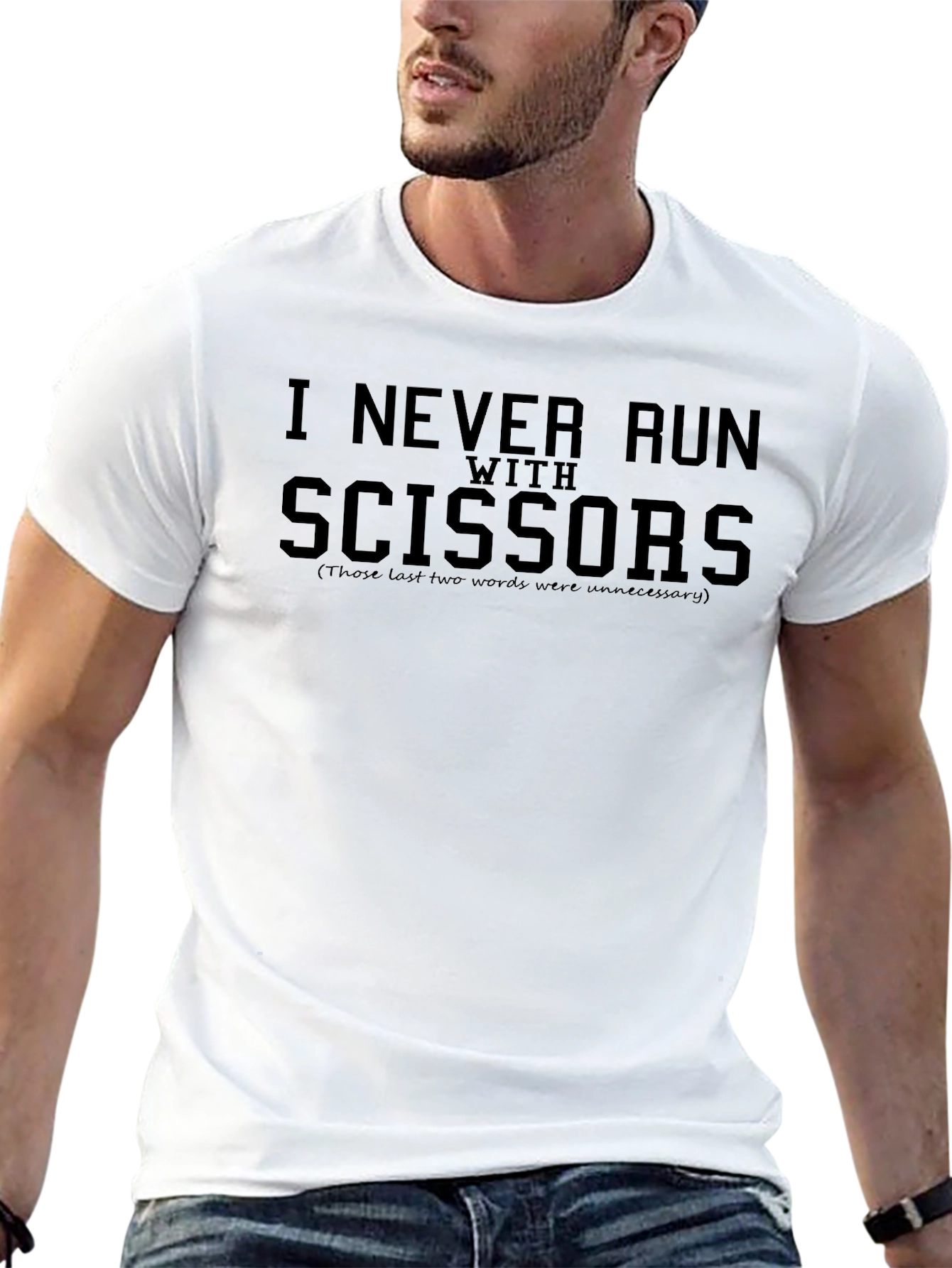 Funny I Never Run With Scissors Black T-Shirt