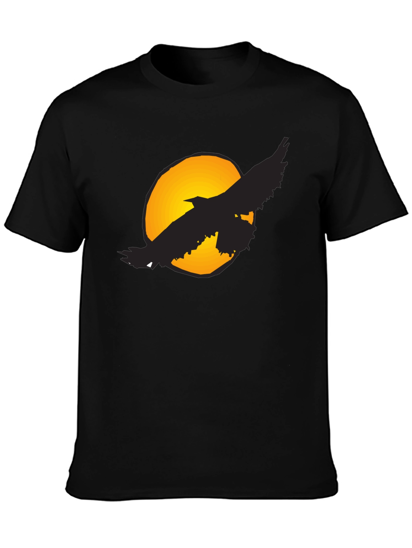 Raven Moon T-Shirt - Graphic Print Black Tee