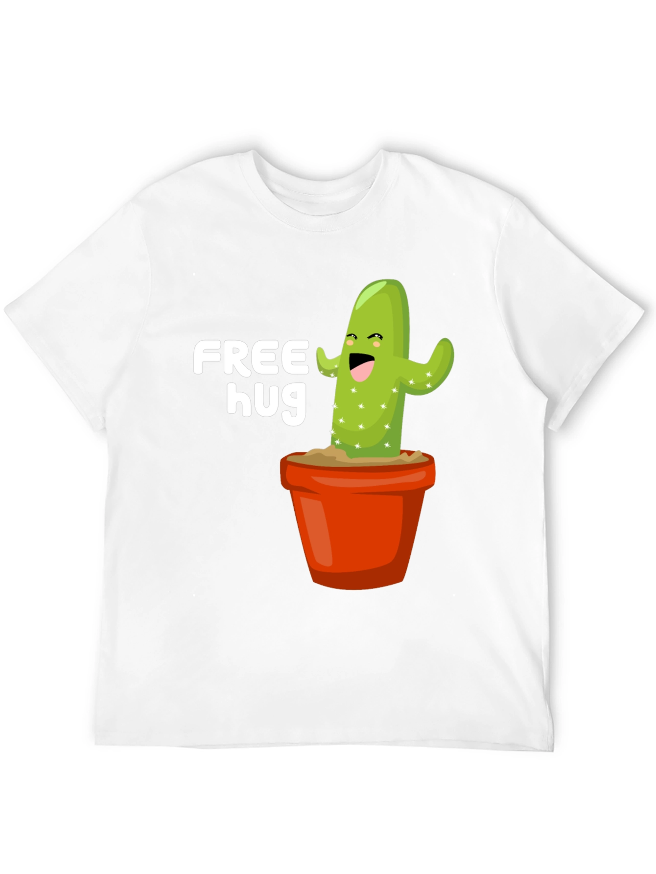 Free Hug Cactus Graphic Tee - Black Cotton T-Shirt