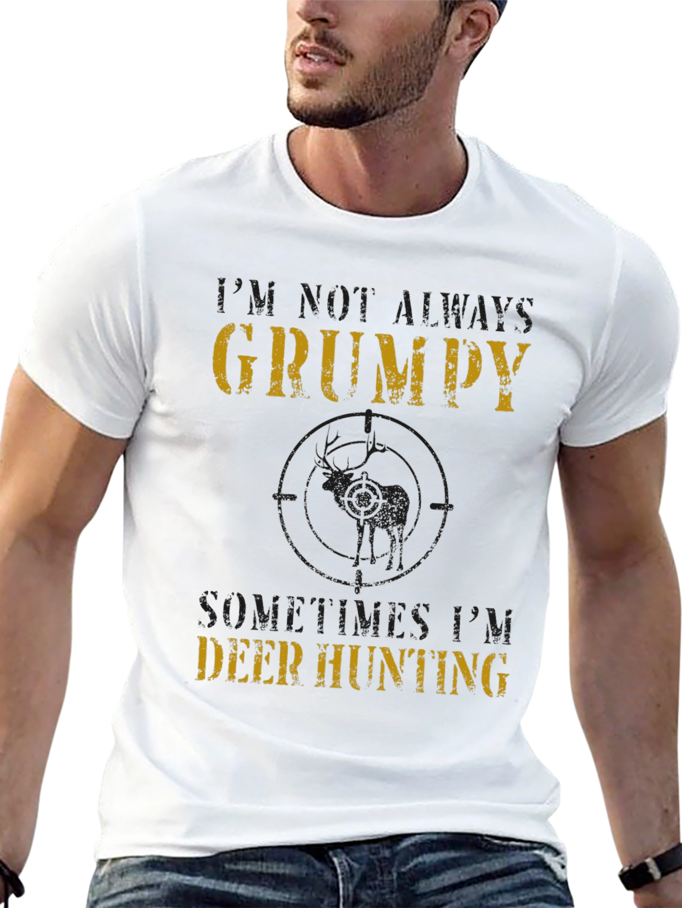 Grumpy Deer Hunting T-Shirt - Mens Black Tee