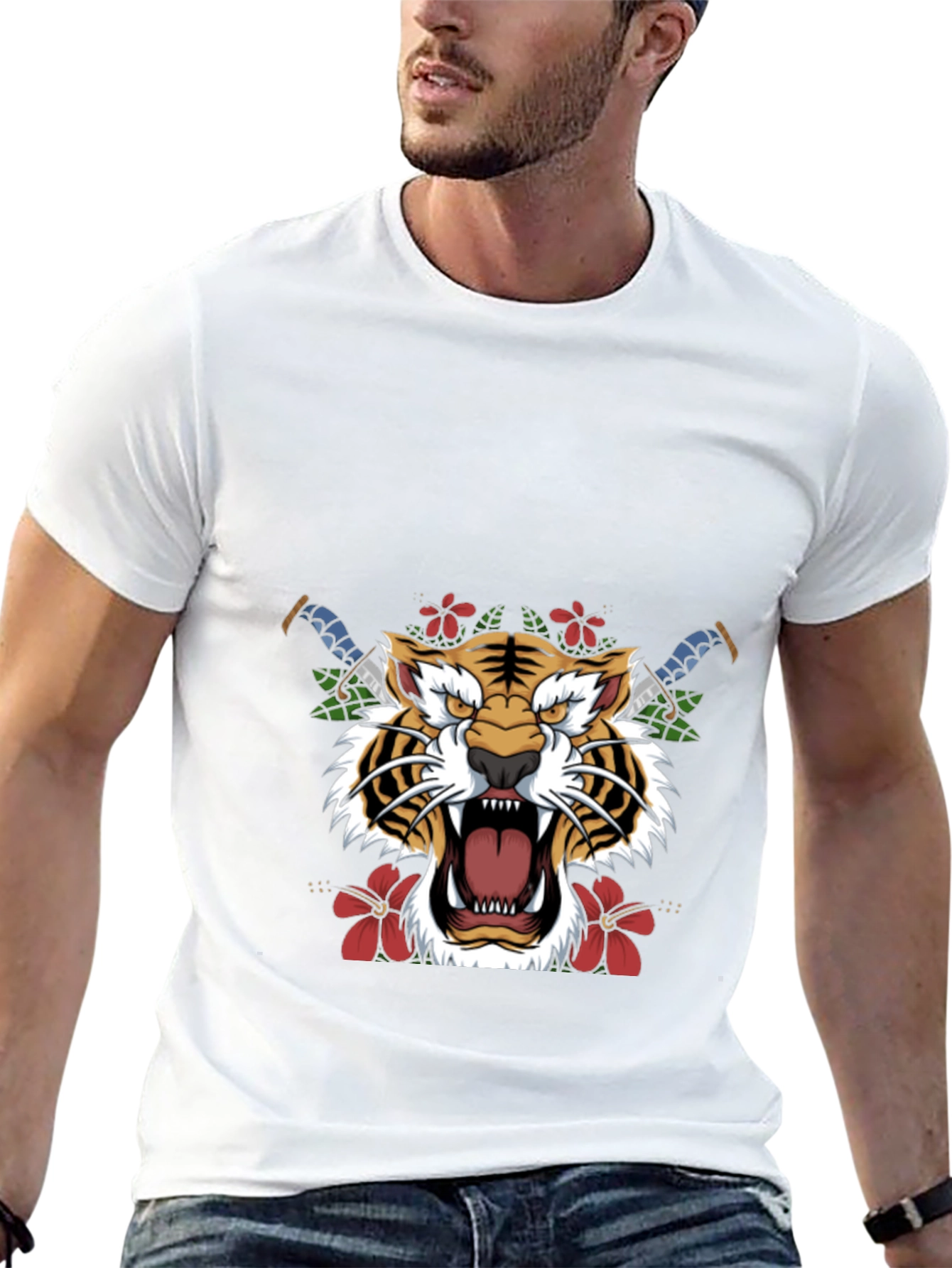 Tiger Graphic Print Black T-Shirt