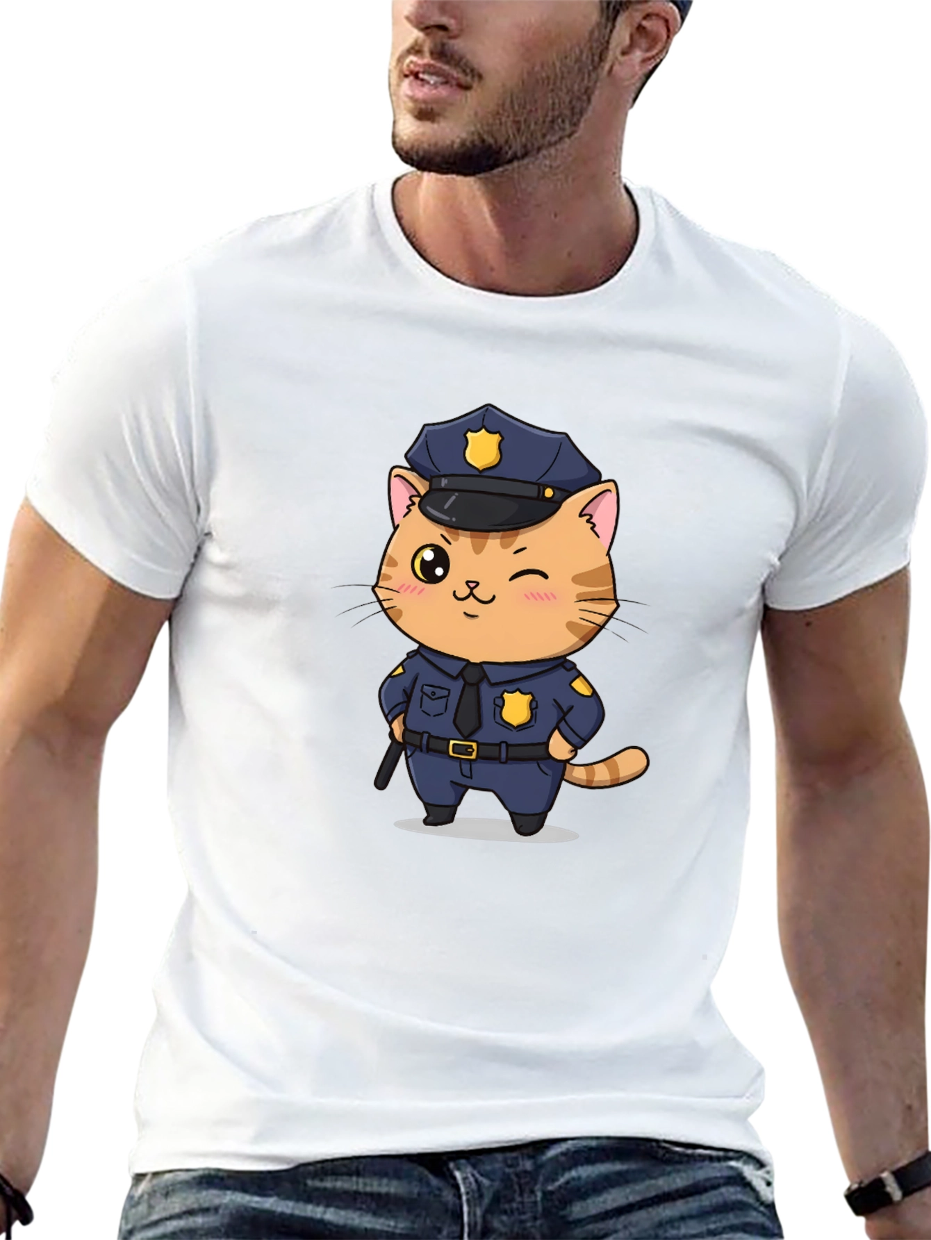 Cat Cop T-Shirt - Funny Police Kitten Tee