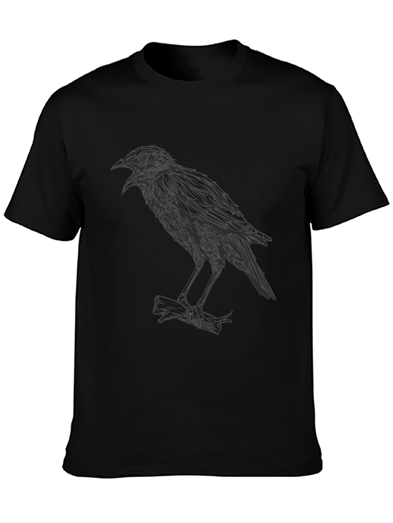 Raven Graphic Tee - Black Casual T-Shirt