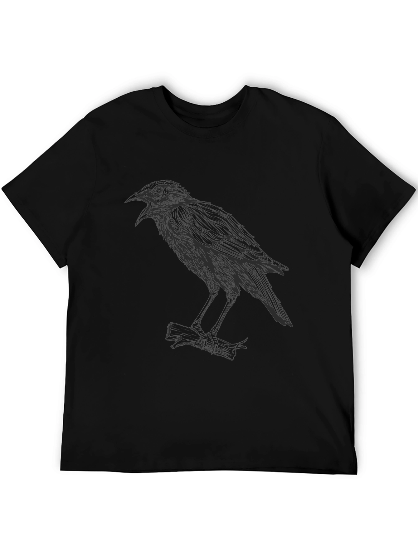 Raven Graphic Tee - Black Casual T-Shirt
